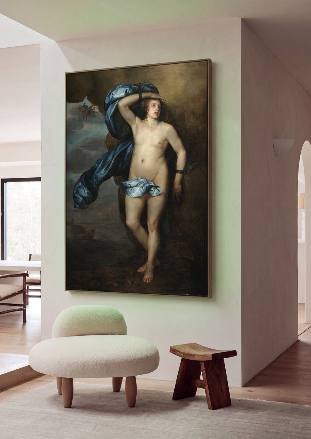 Quadro Decorativo Andrômeda Acorrentada – Anthony van Dyck em ambiente decorado