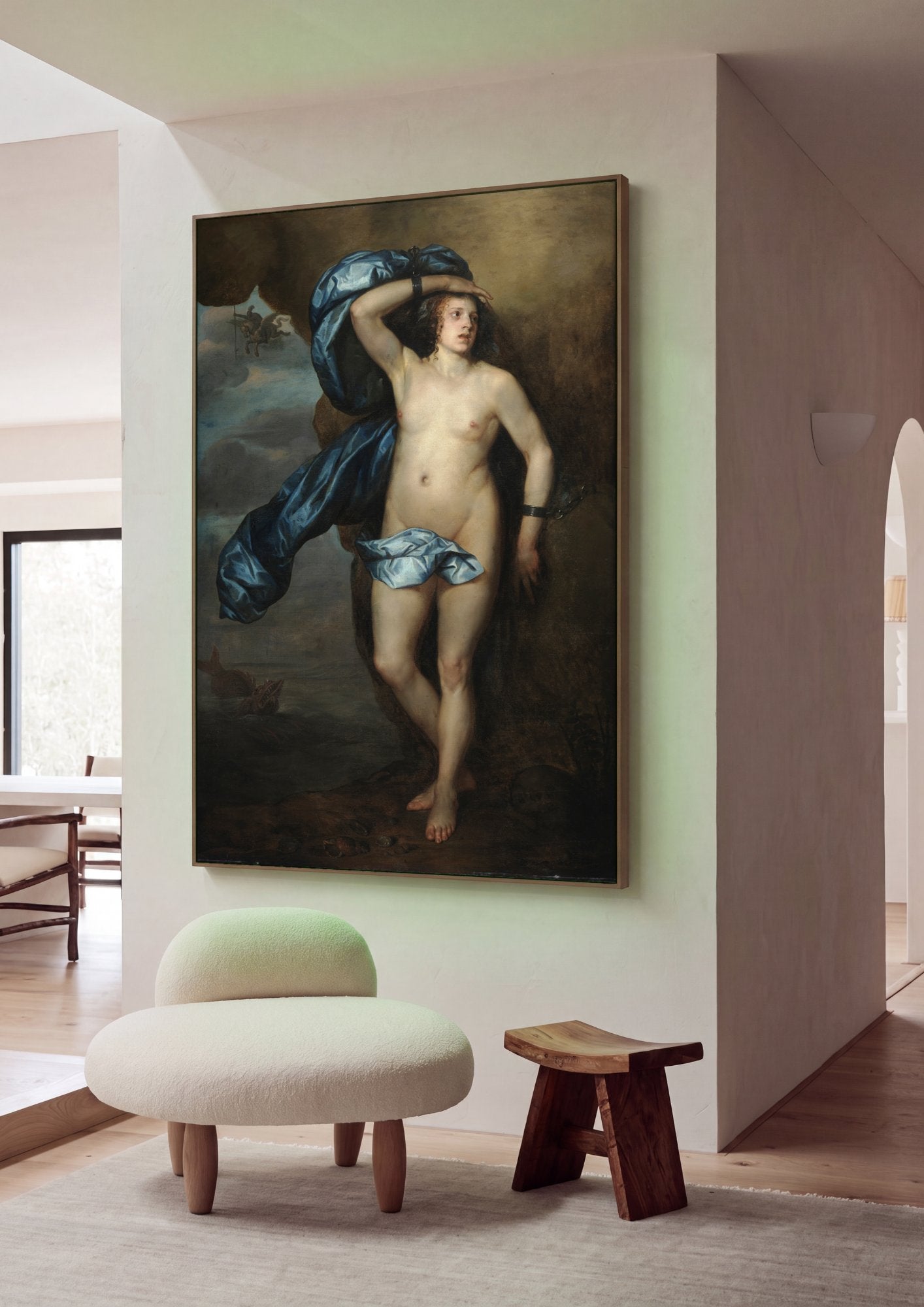 Quadro Decorativo Andrômeda Acorrentada – Anthony van Dyck em ambiente decorado
