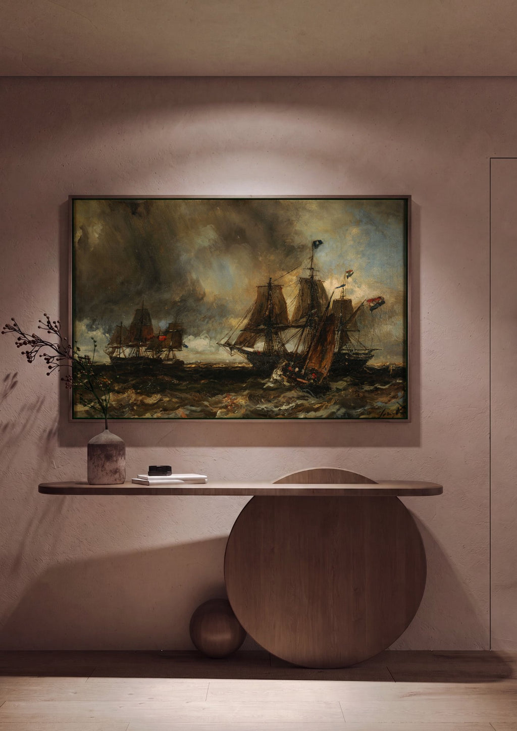 Quadro Decorativo Marinha em Tempestade - Johan Barthold Jongkind em ambiente decorado