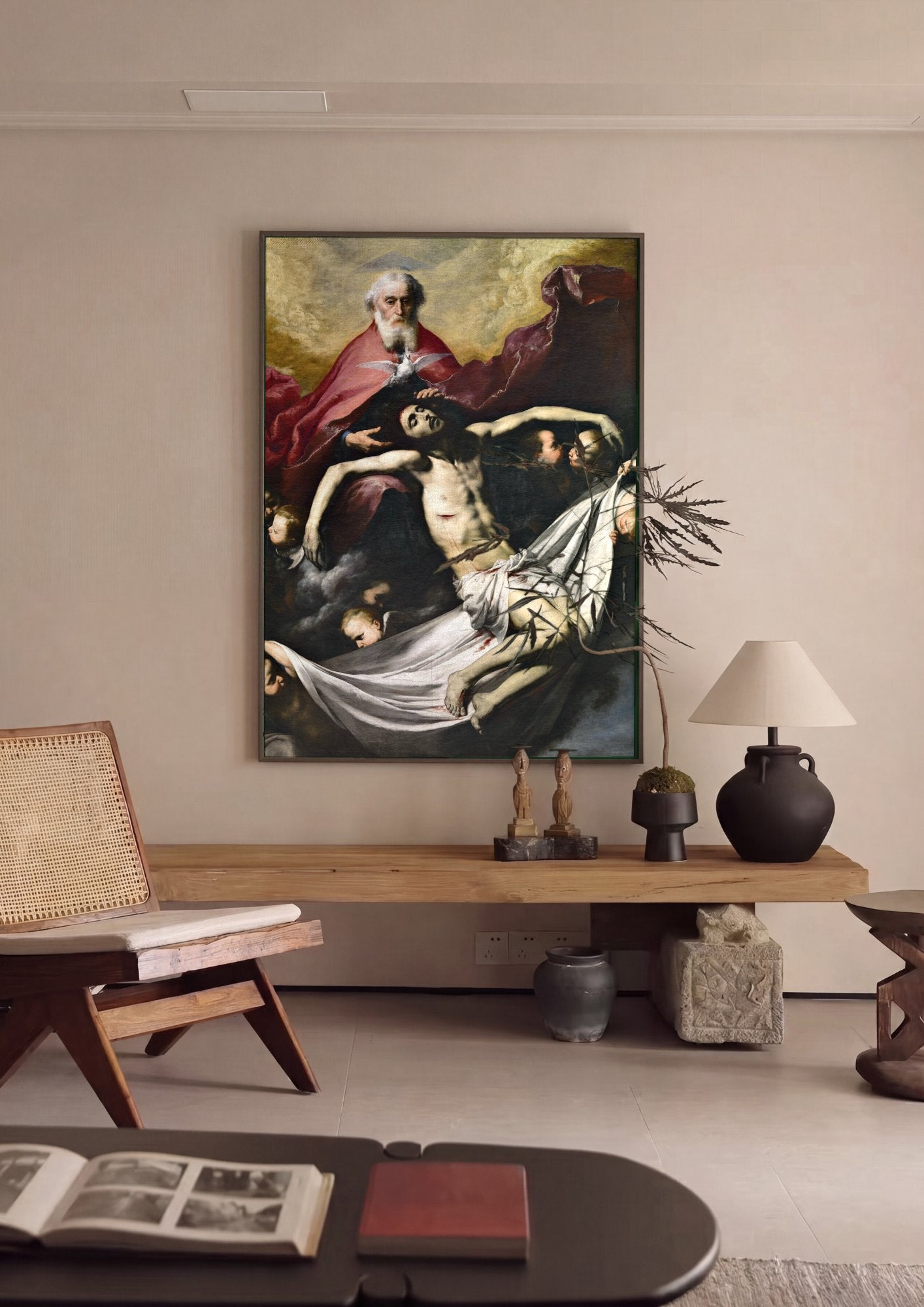 Quadro Decorativo A Santíssima Trindade - Jusepe de Ribera em ambiente decorado