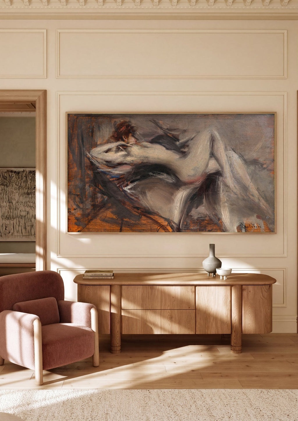 Quadro Decorativo Nu Feminino Reclinado - Boldini em ambiente decorado