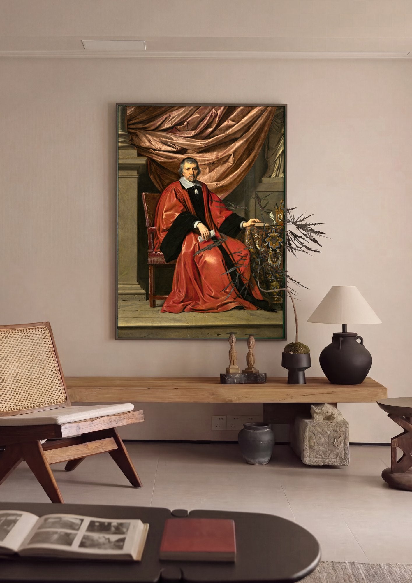 Quadro Decorativo Retrato de Magistrado - Philippe de Champaigne em ambiente decorado