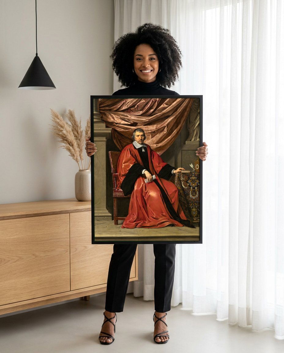 Quadro Decorativo Retrato de Magistrado - Philippe de Champaigne com modelo em ambiente