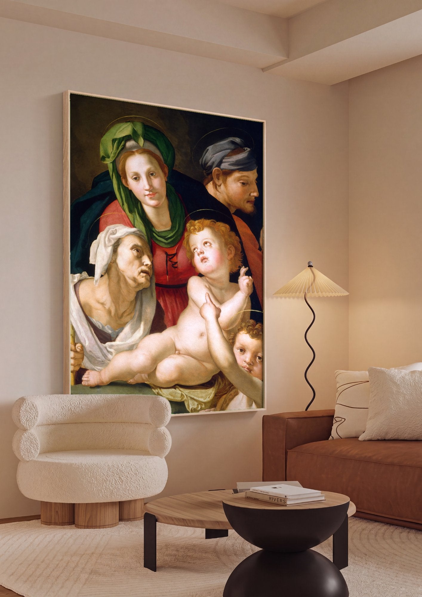 Quadro Decorativo A Sagrada Família (Madonna della Gatta) - Bronzino em ambiente decorado