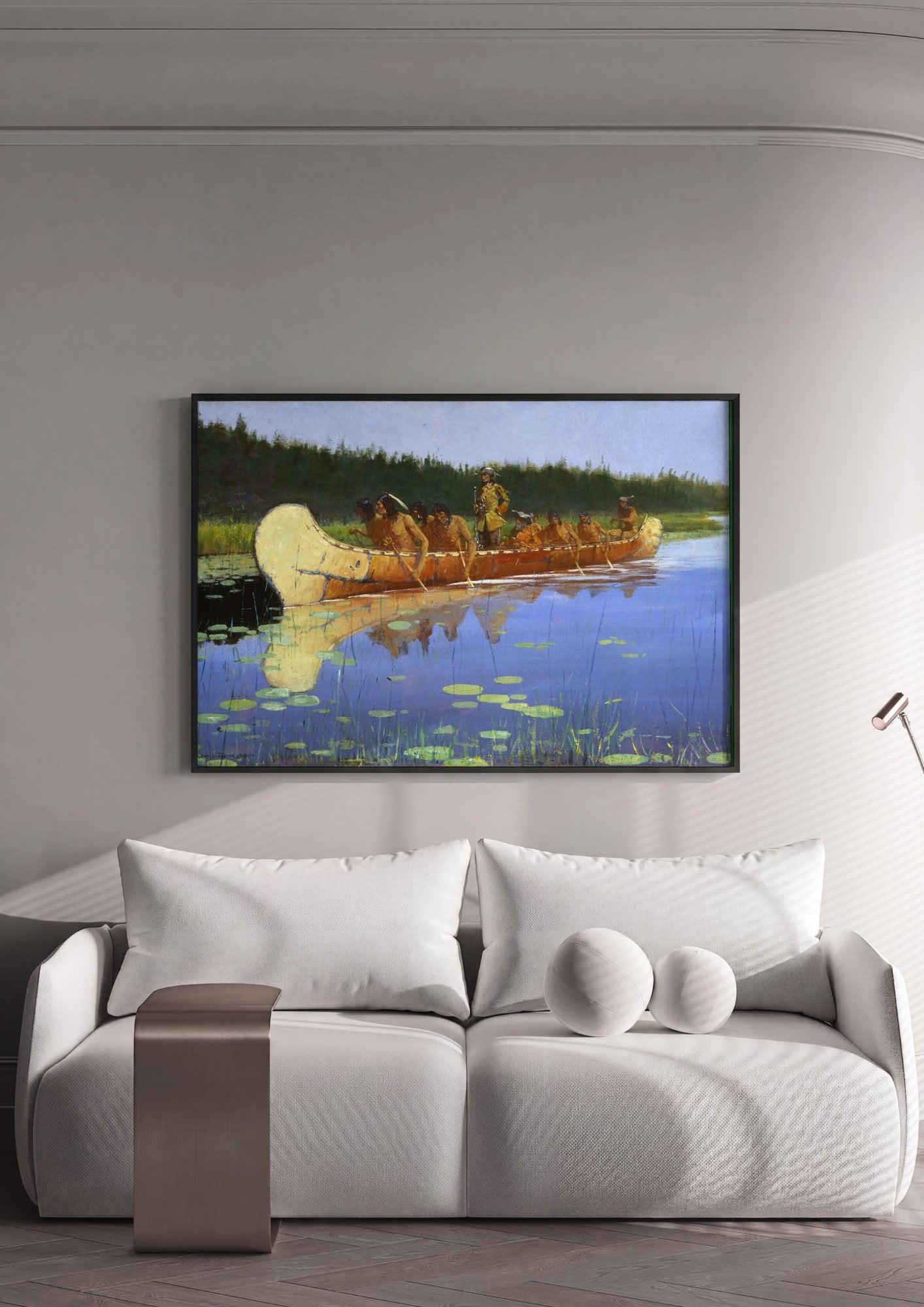 Quadro Decorativo A Viagem do Desbravador - Frederic Remington em ambiente decorado