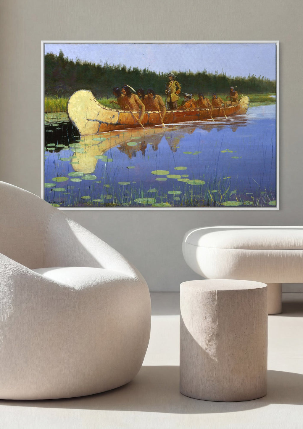 Quadro Decorativo A Viagem do Desbravador - Frederic Remington em ambiente decorado