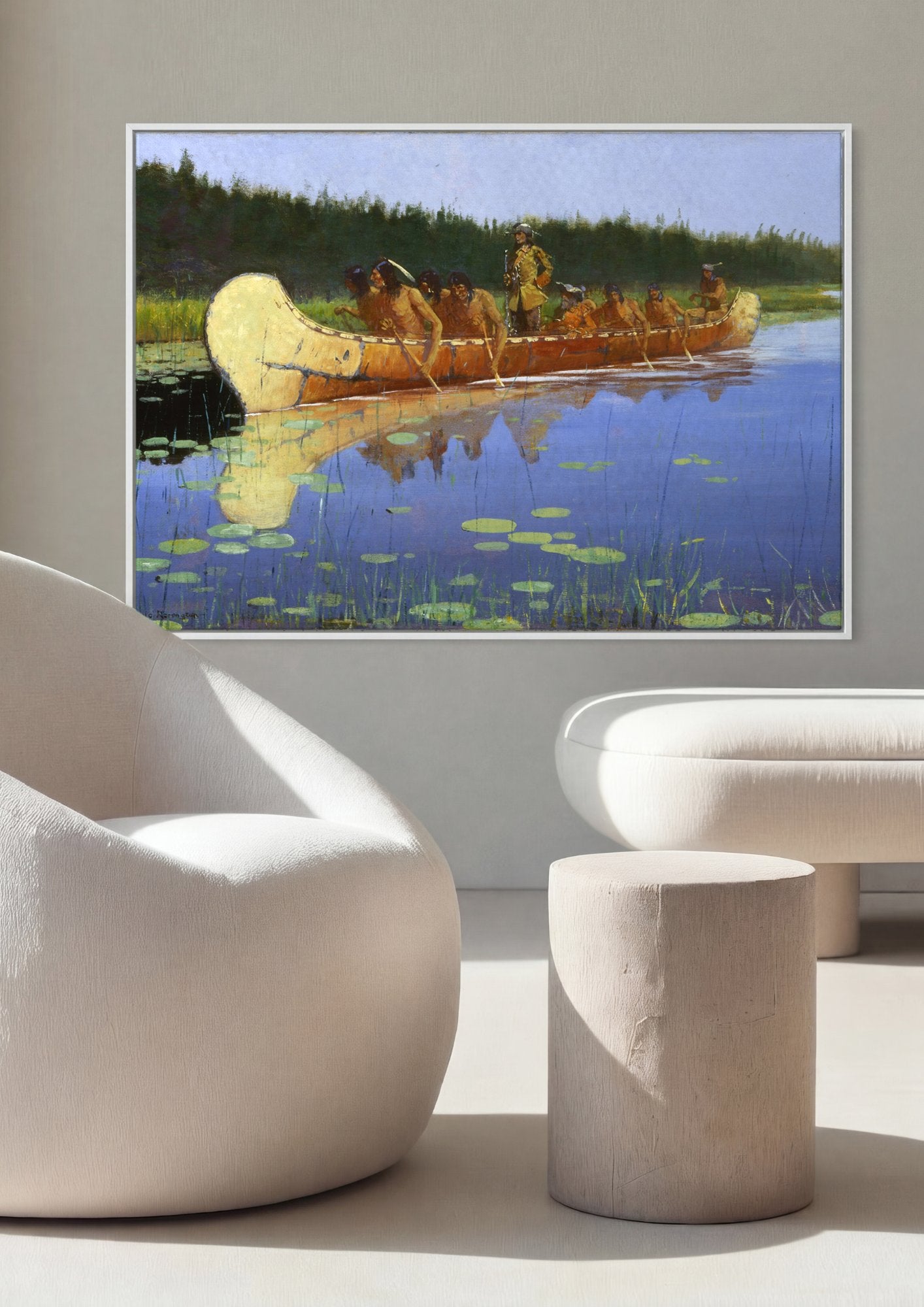 Quadro Decorativo A Viagem do Desbravador - Frederic Remington em ambiente decorado