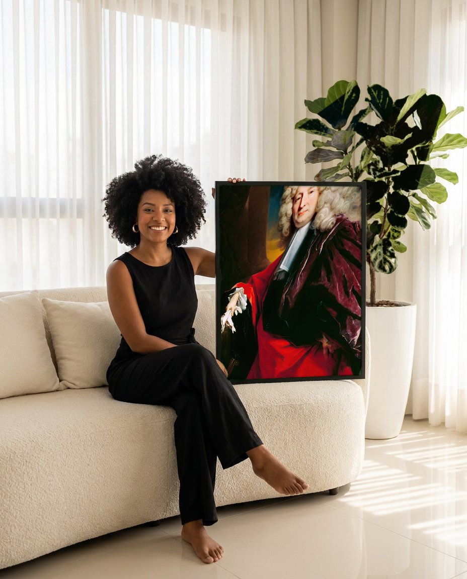 Quadro Decorativo Retrato de Magistrado - Nicolas de Largillière com modelo em ambiente