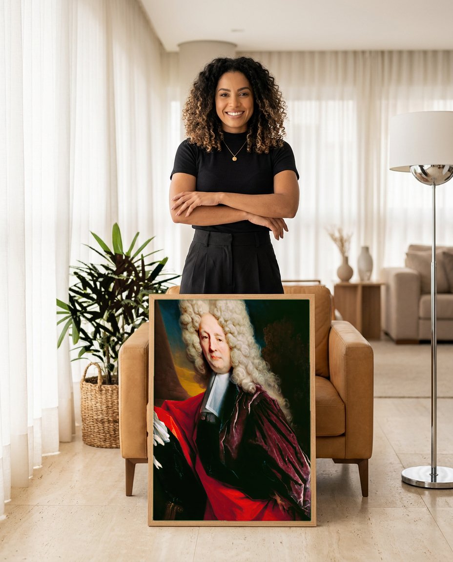 Quadro Decorativo Retrato de Magistrado - Nicolas de Largillière com modelo em ambiente
