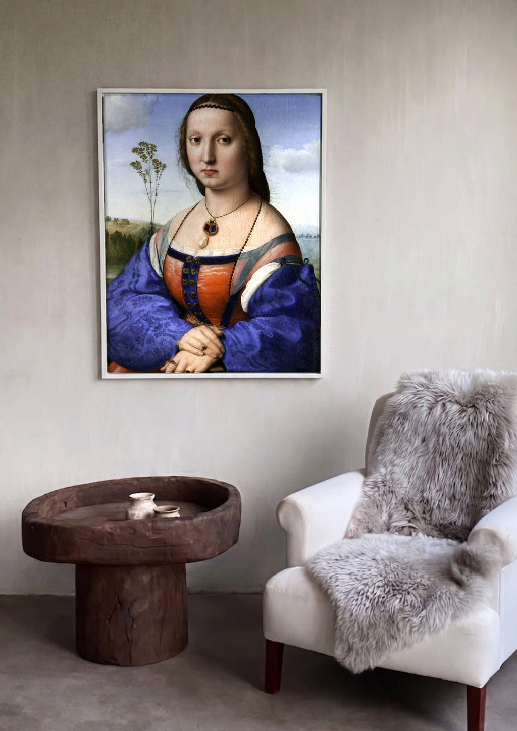 Quadro Decorativo A Donna Velata - Rafael em ambiente decorado