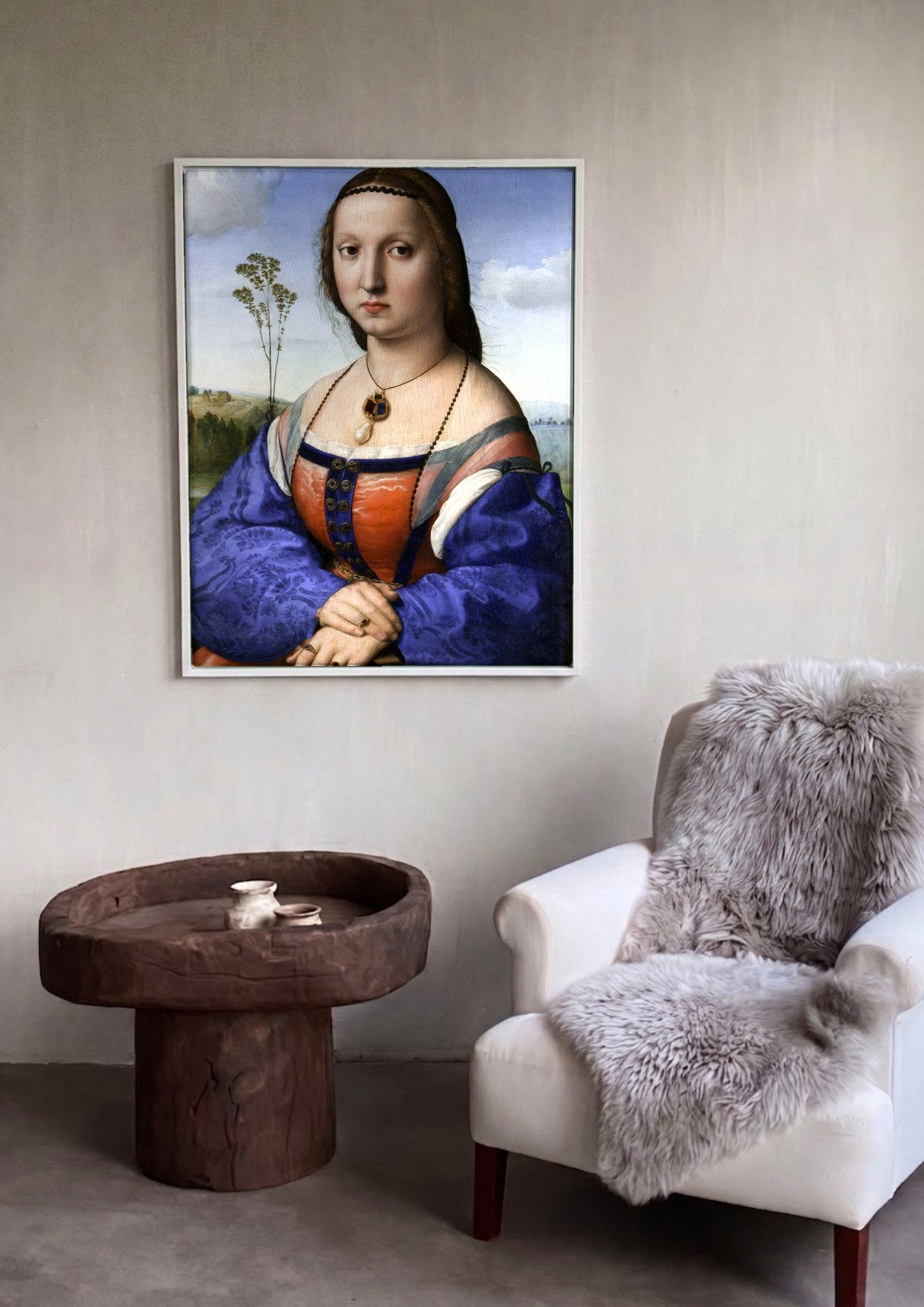 Quadro Decorativo A Donna Velata - Rafael em ambiente decorado