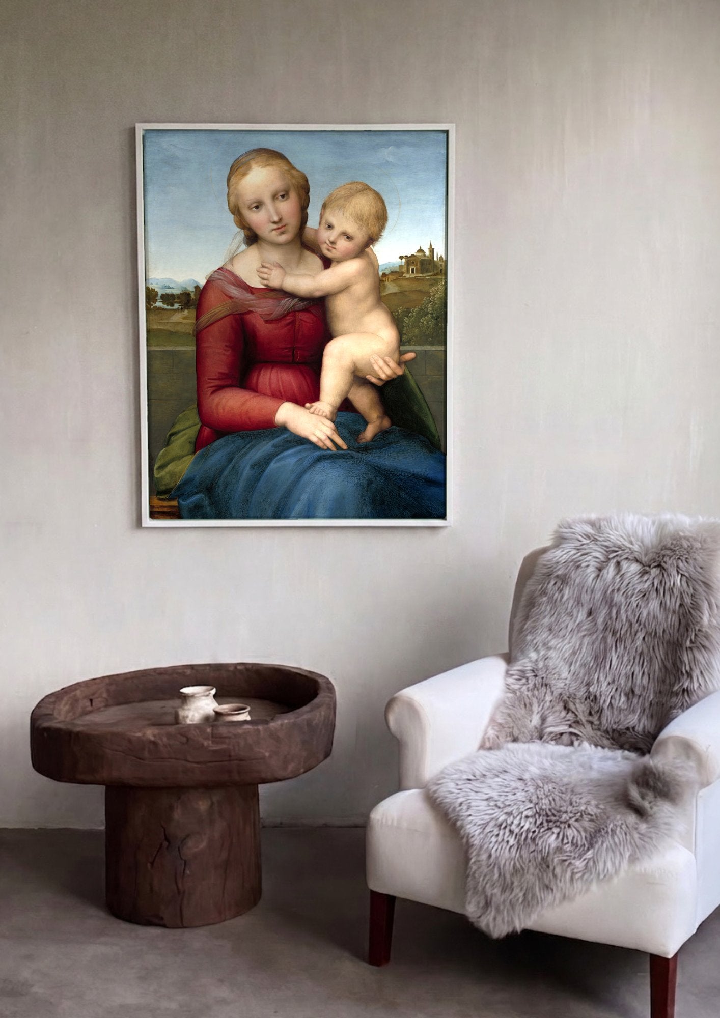 Quadro Decorativo Madonna Alba - Rafael em ambiente decorado