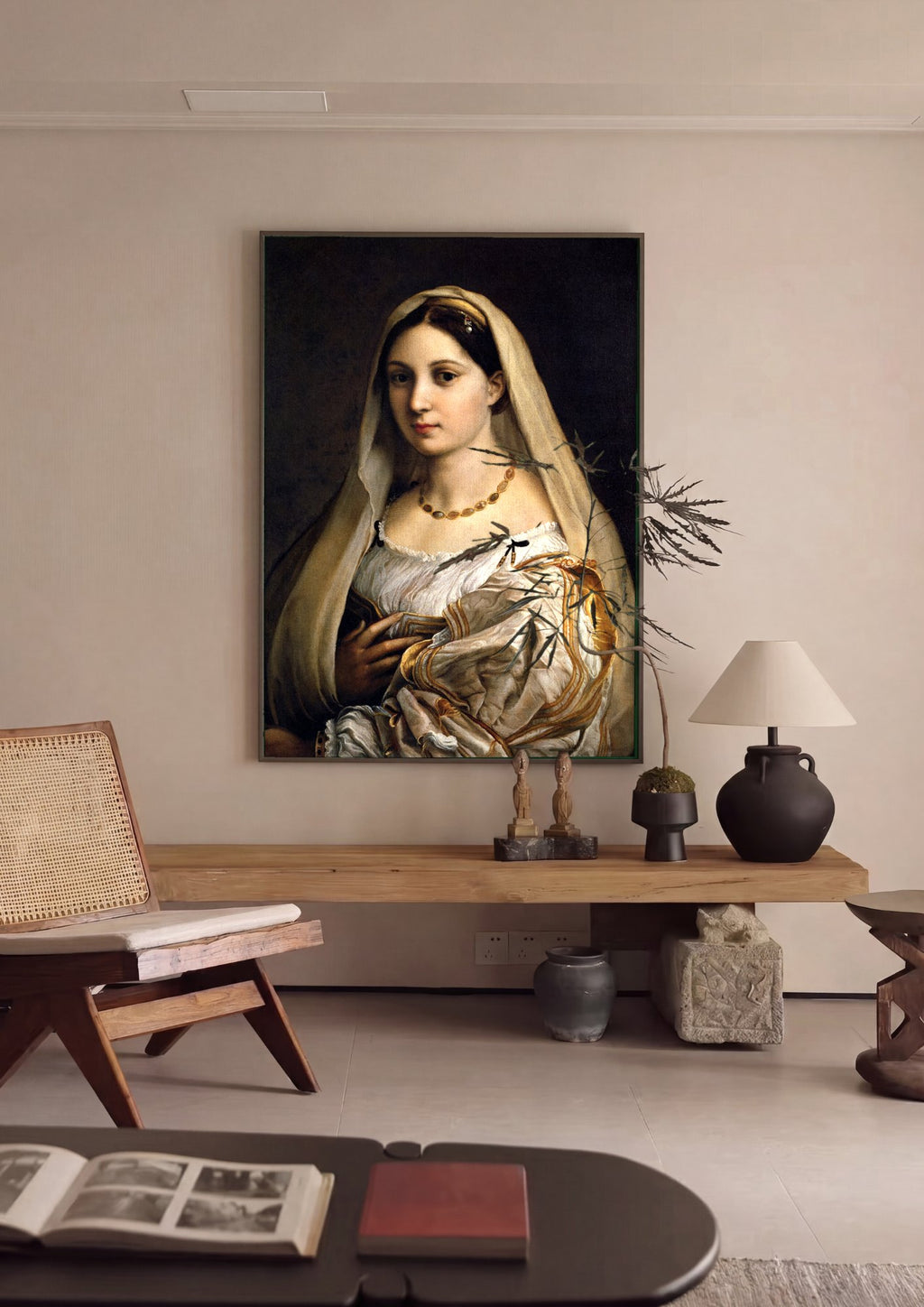 Quadro Decorativo La Fornarina - Rafael em ambiente decorado
