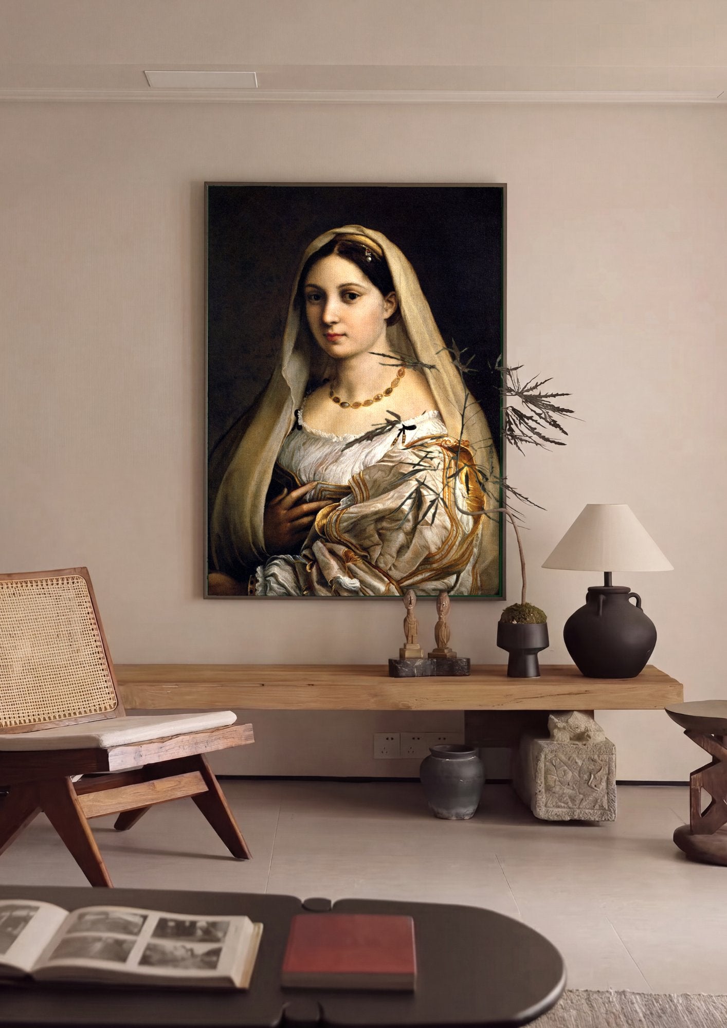 Quadro Decorativo La Fornarina - Rafael em ambiente decorado