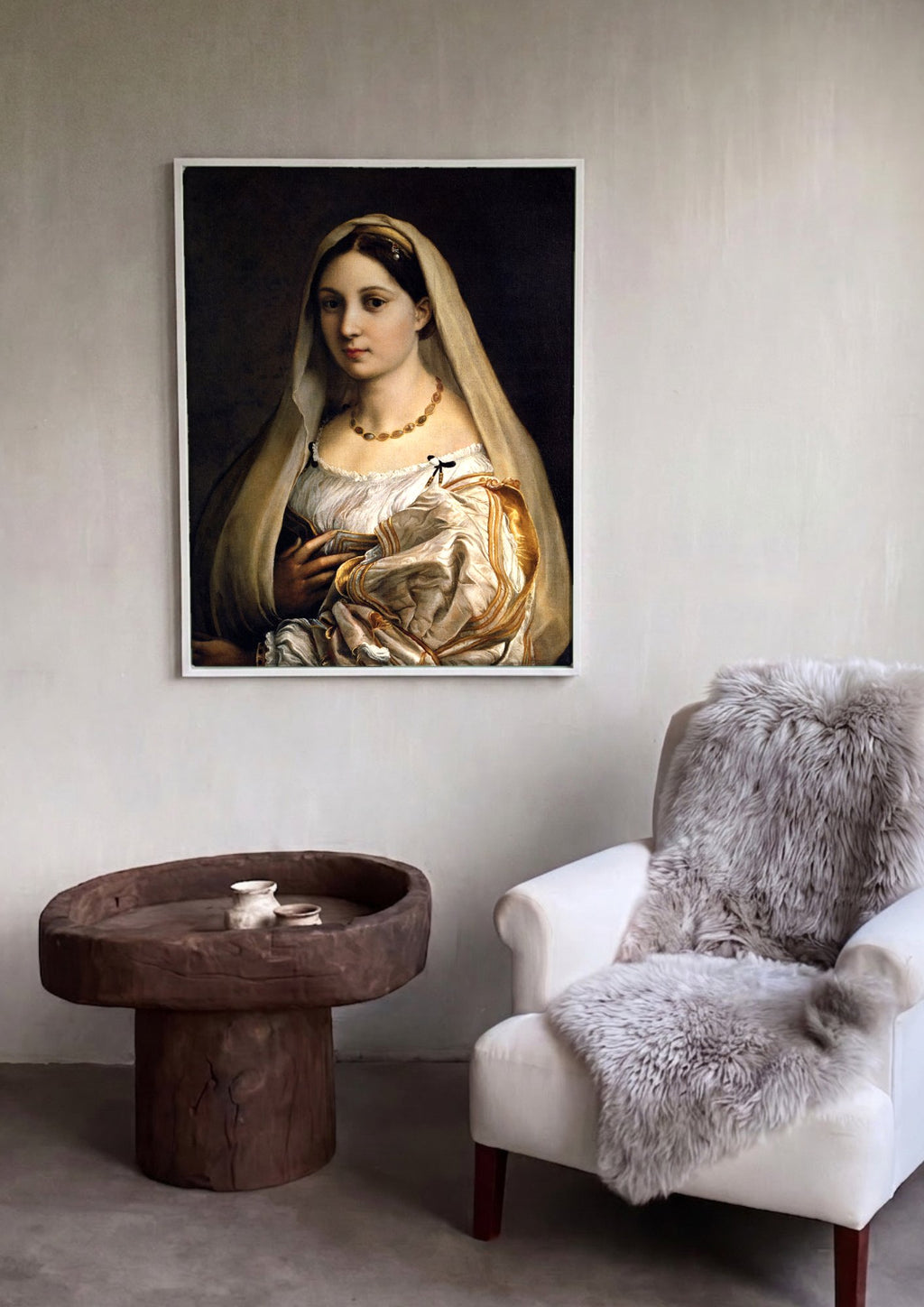 Quadro Decorativo La Fornarina - Rafael em ambiente decorado