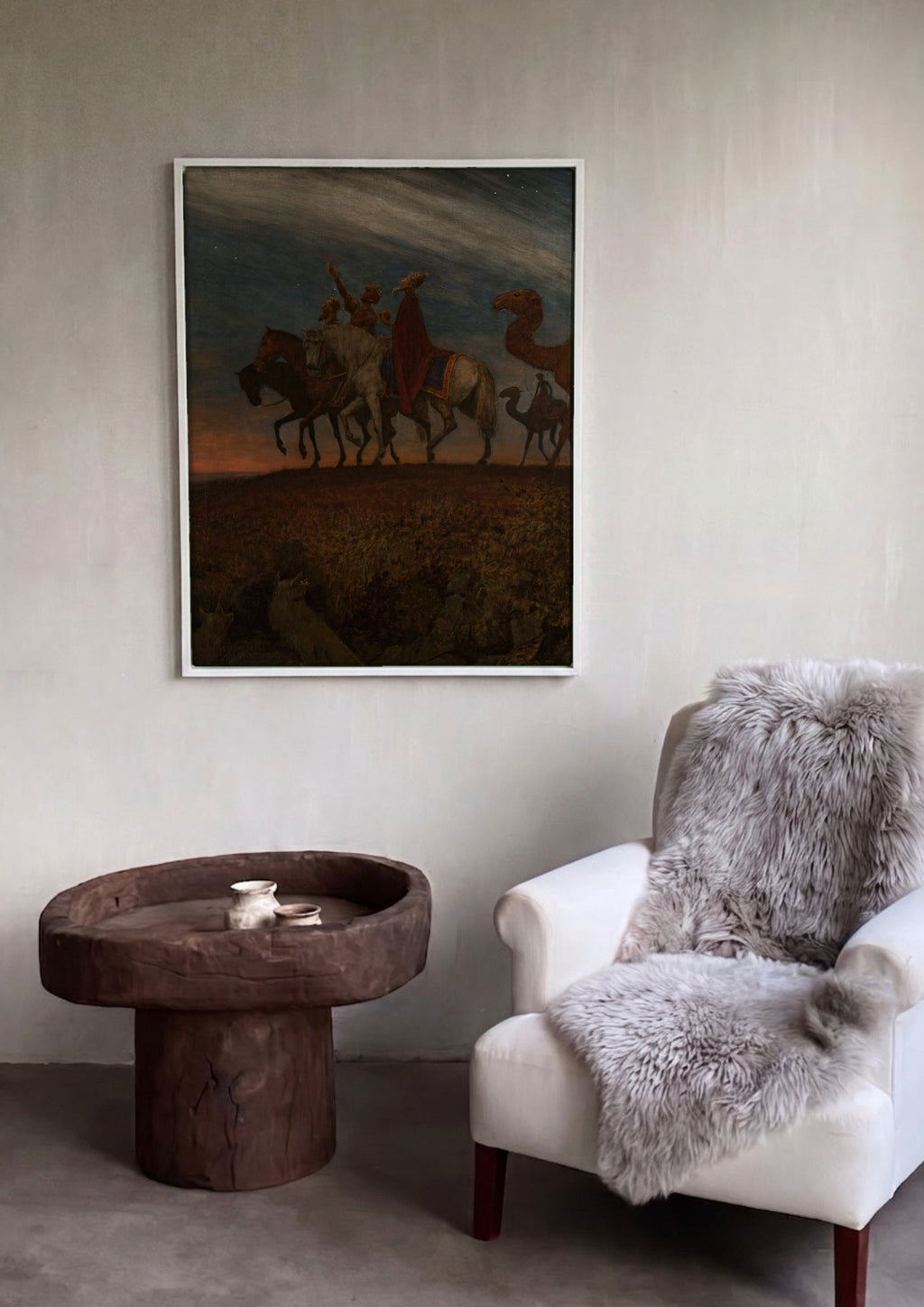 Quadro Decorativo A Viagem dos Reis Magos - Hans Thoma em ambiente decorado