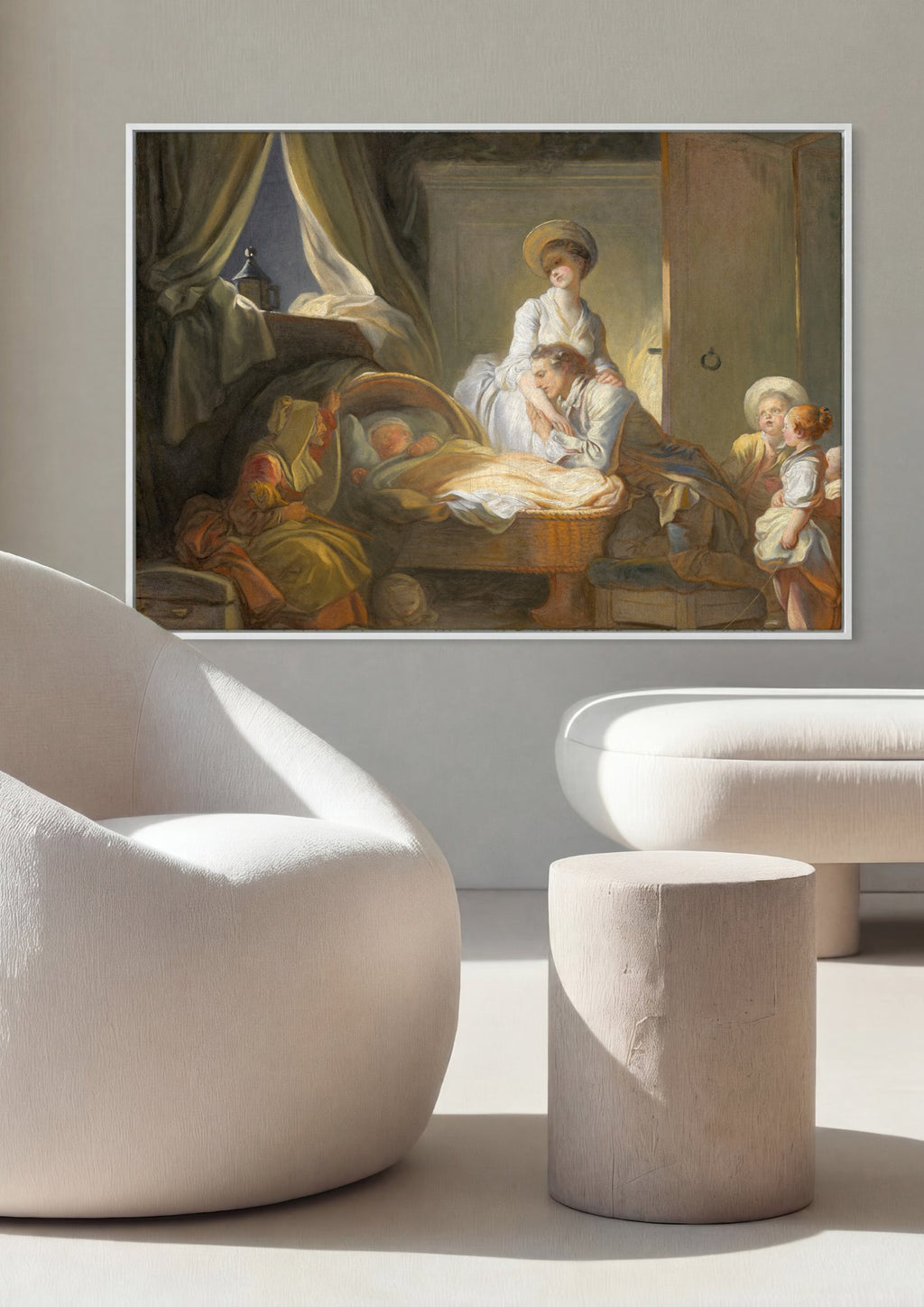 Quadro Decorativo A Visita ao Bebe - Fragonard em ambiente decorado