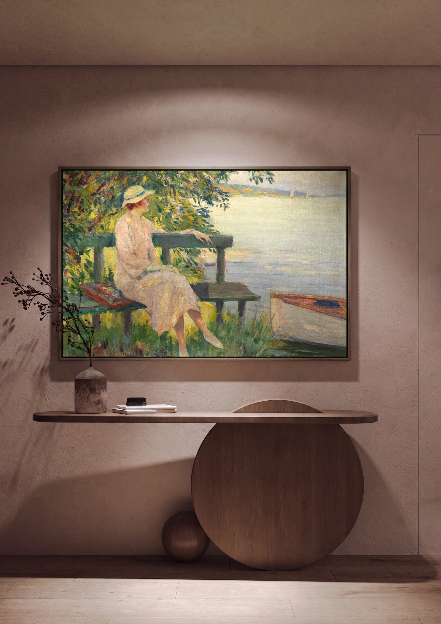 Quadro Decorativo A Dama à Beira do Lago - Edward Cucuel em ambiente decorado