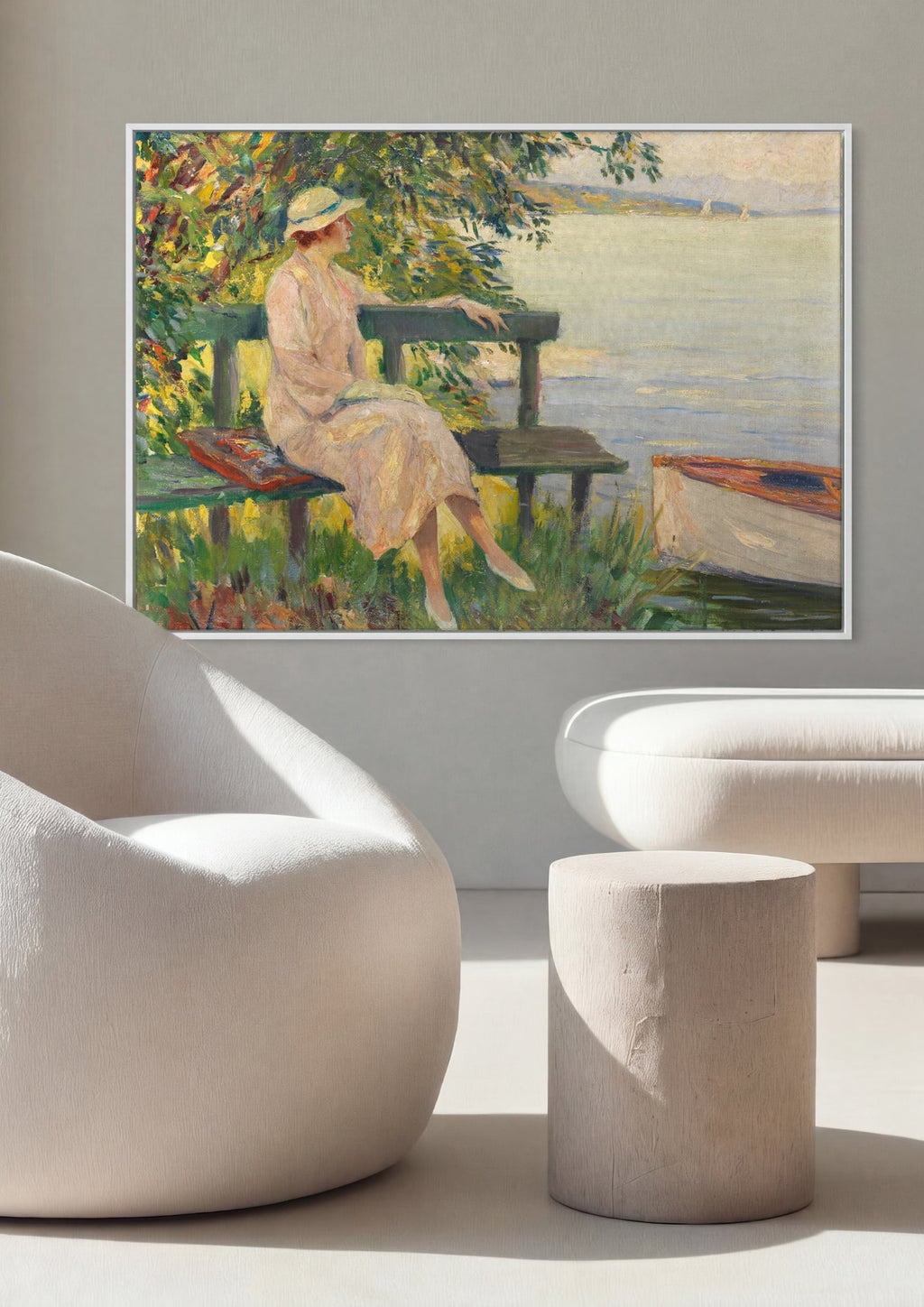 Quadro Decorativo A Dama à Beira do Lago - Edward Cucuel em ambiente decorado