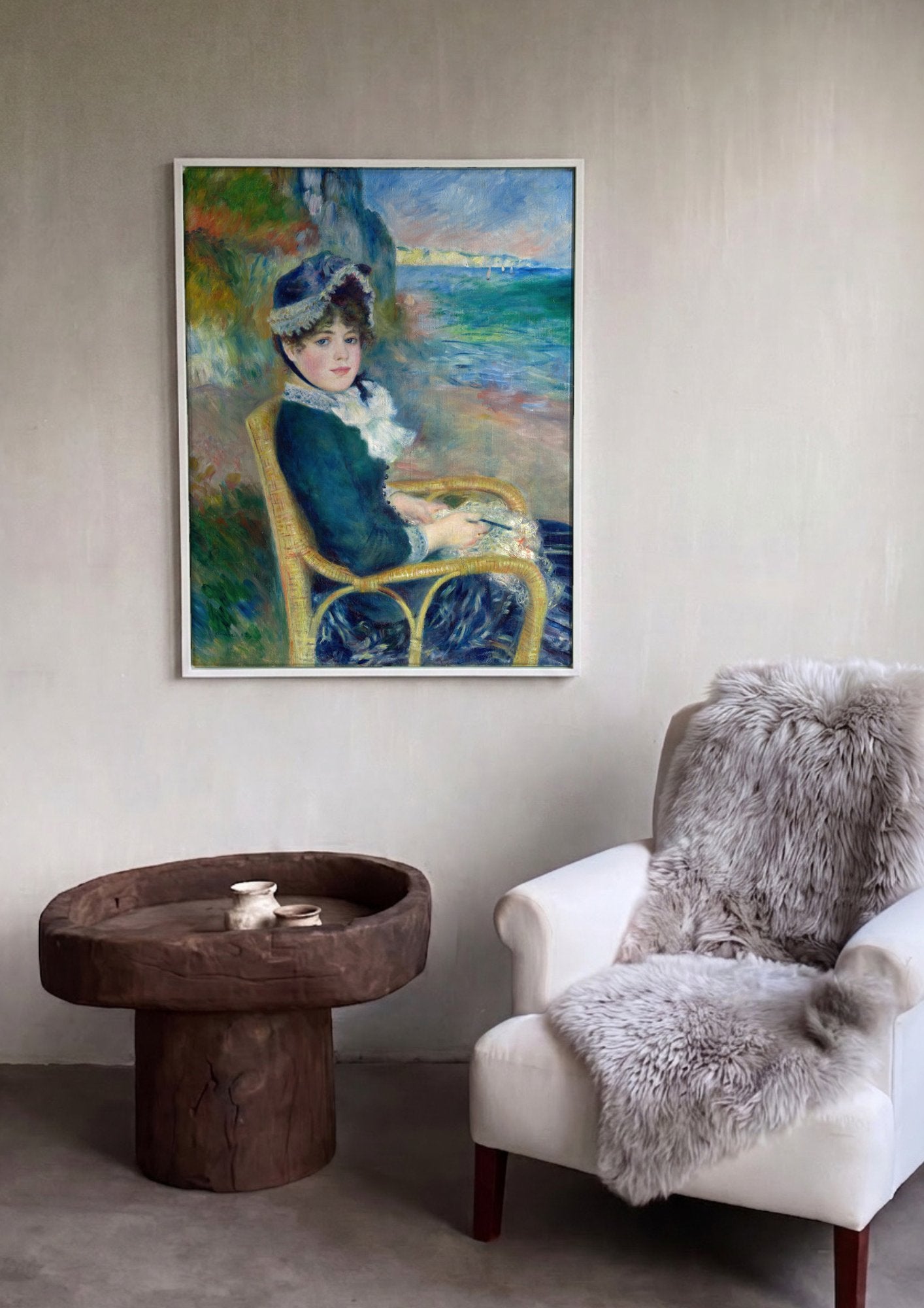 Quadro Decorativo Jovem Mulher na Praia - Renoir em ambiente decorado