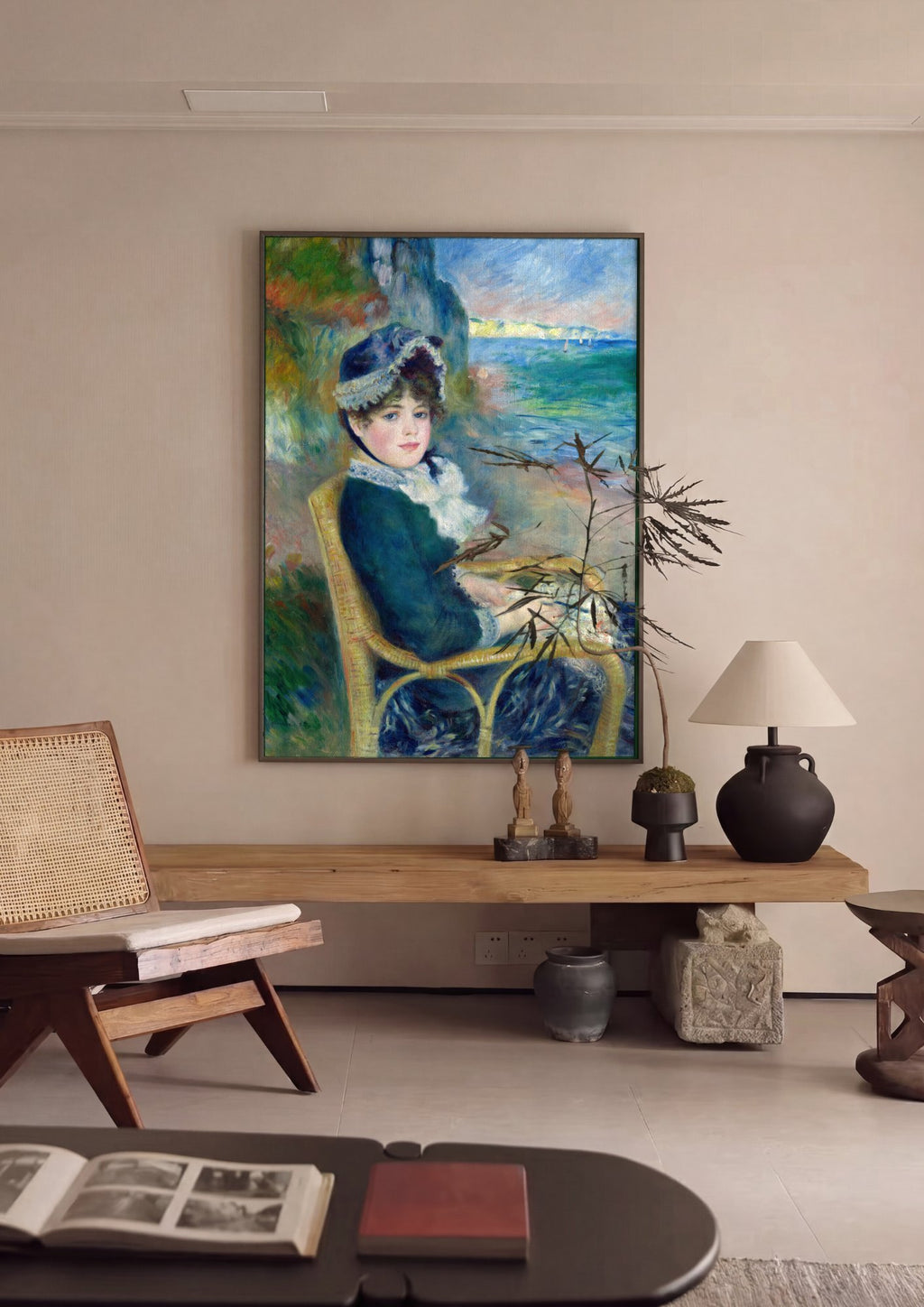 Quadro Decorativo Jovem Mulher na Praia - Renoir em ambiente decorado
