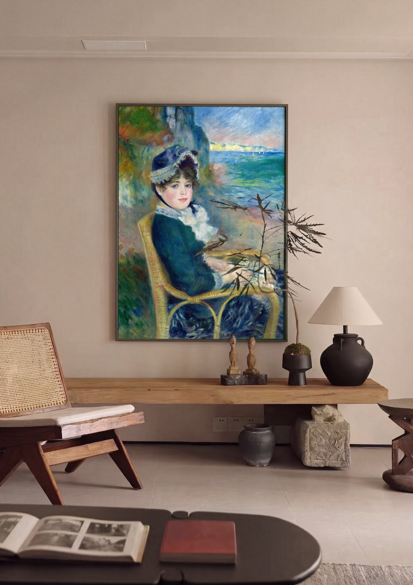 Quadro Decorativo Jovem Mulher na Praia - Renoir em ambiente decorado