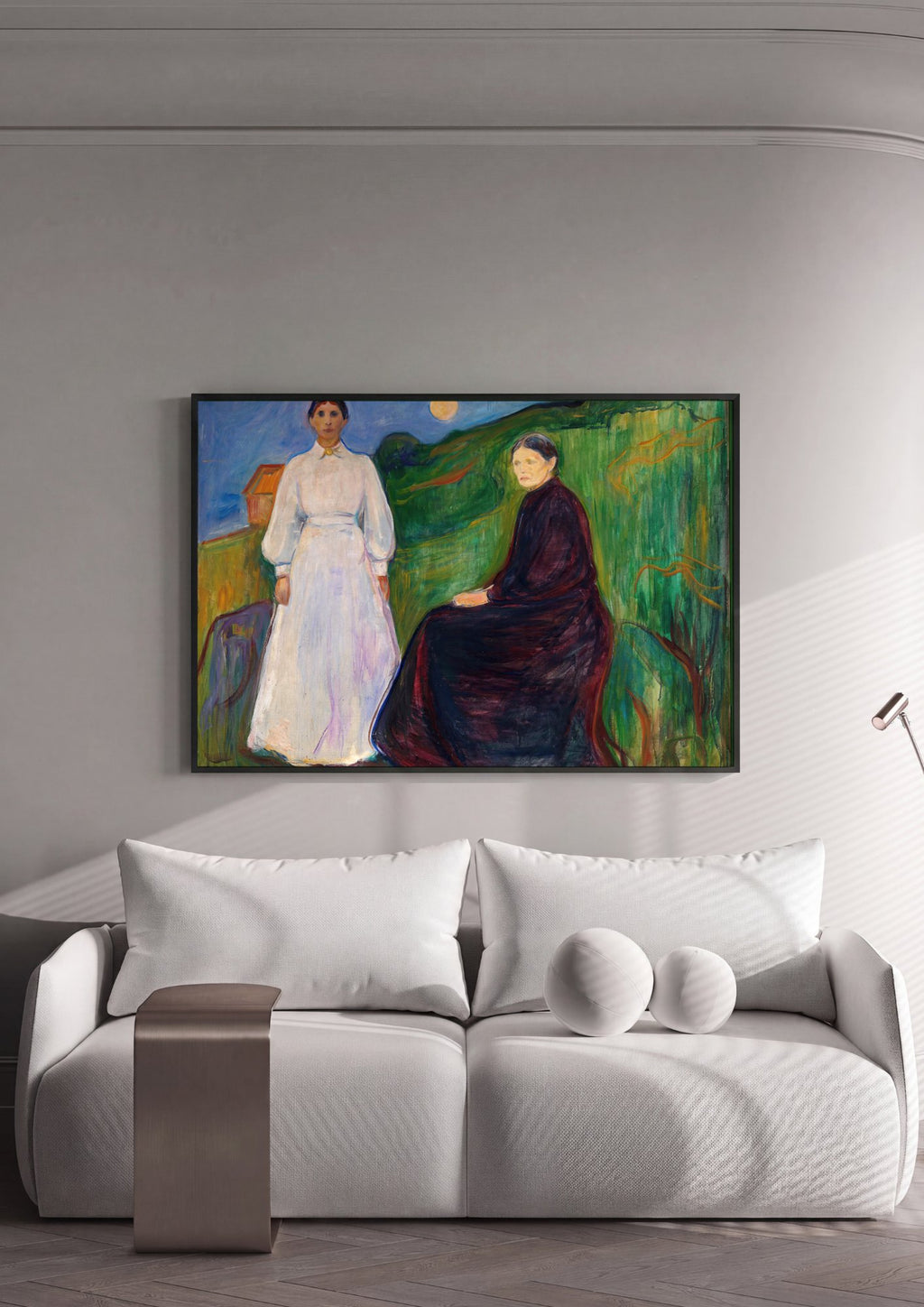 Quadro Decorativo Duas Mulheres na Praia - Edvard Munch em ambiente decorado