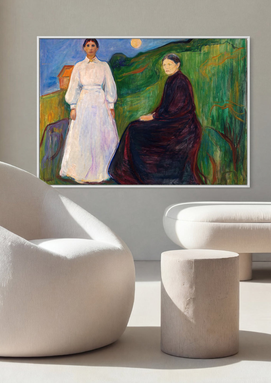 Quadro Decorativo Duas Mulheres na Praia - Edvard Munch em ambiente decorado