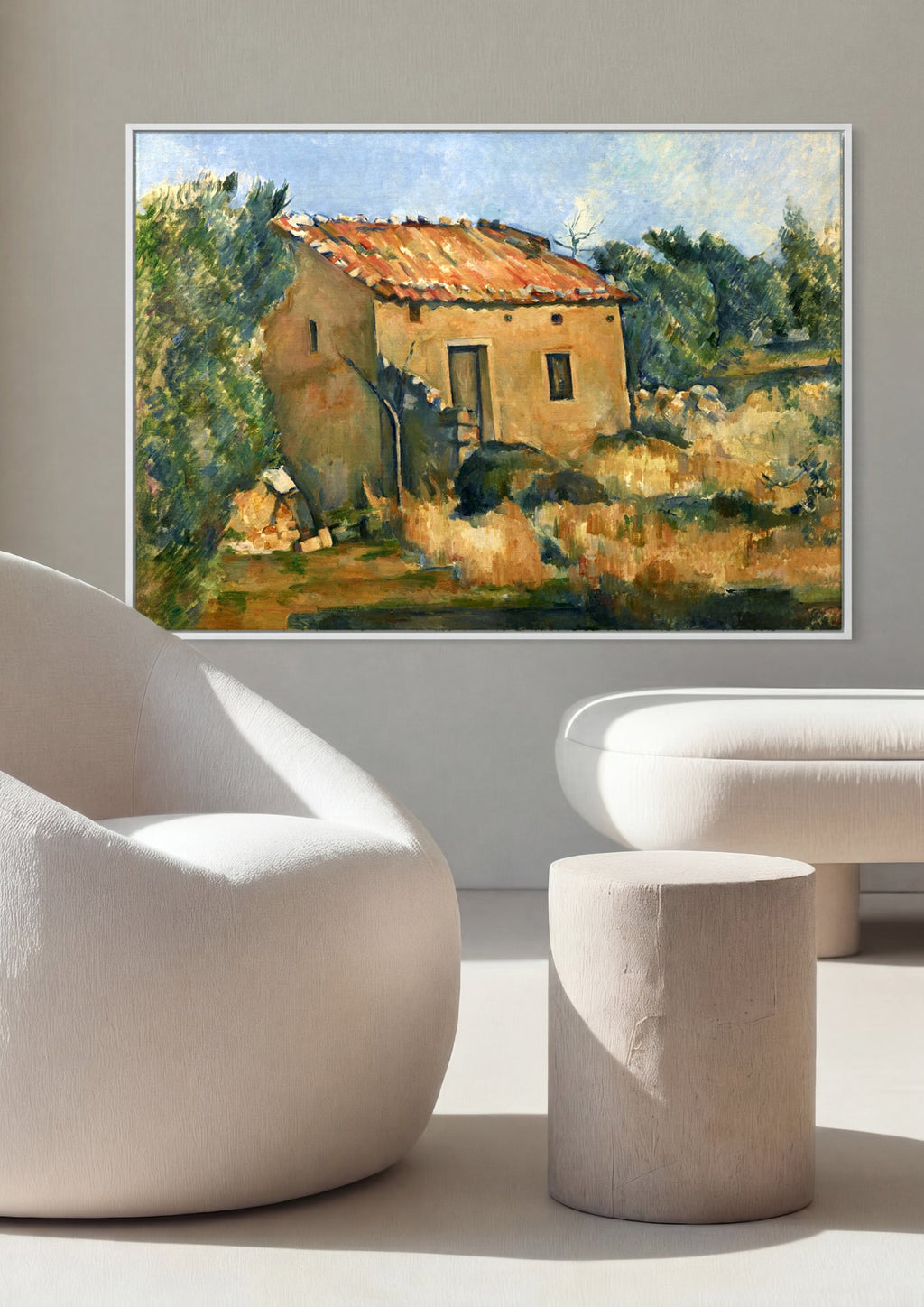 Quadro Decorativo A Casa Amarela (La Maison Jaune) - Paul Cézanne em ambiente decorado