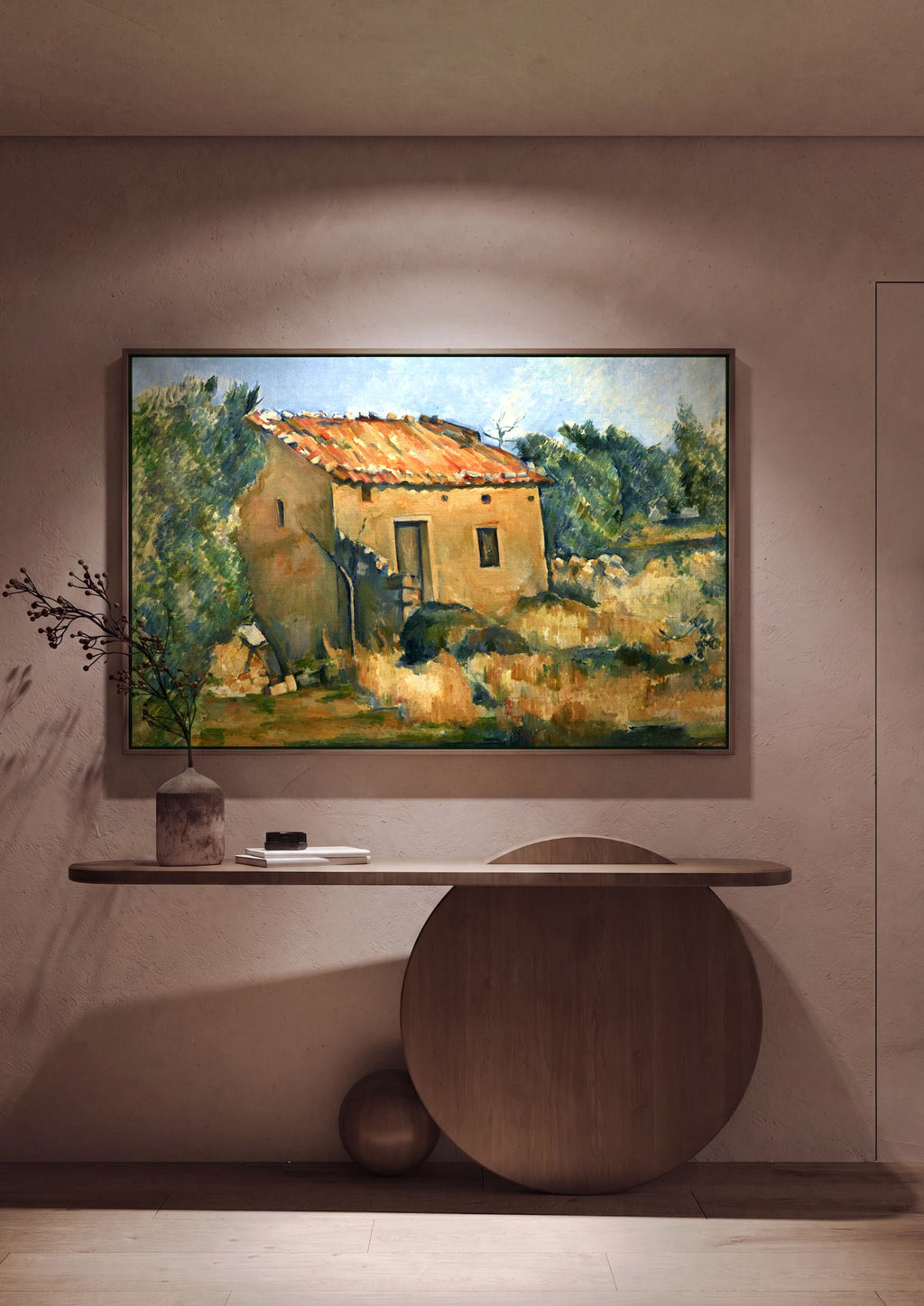 Quadro Decorativo A Casa Amarela (La Maison Jaune) - Paul Cézanne em ambiente decorado