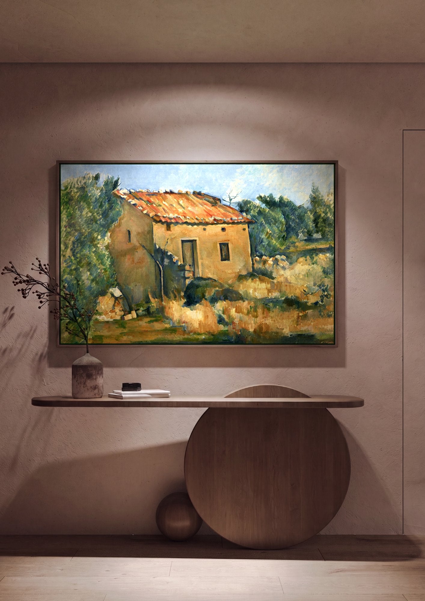 Quadro Decorativo A Casa Amarela (La Maison Jaune) - Paul Cézanne em ambiente decorado