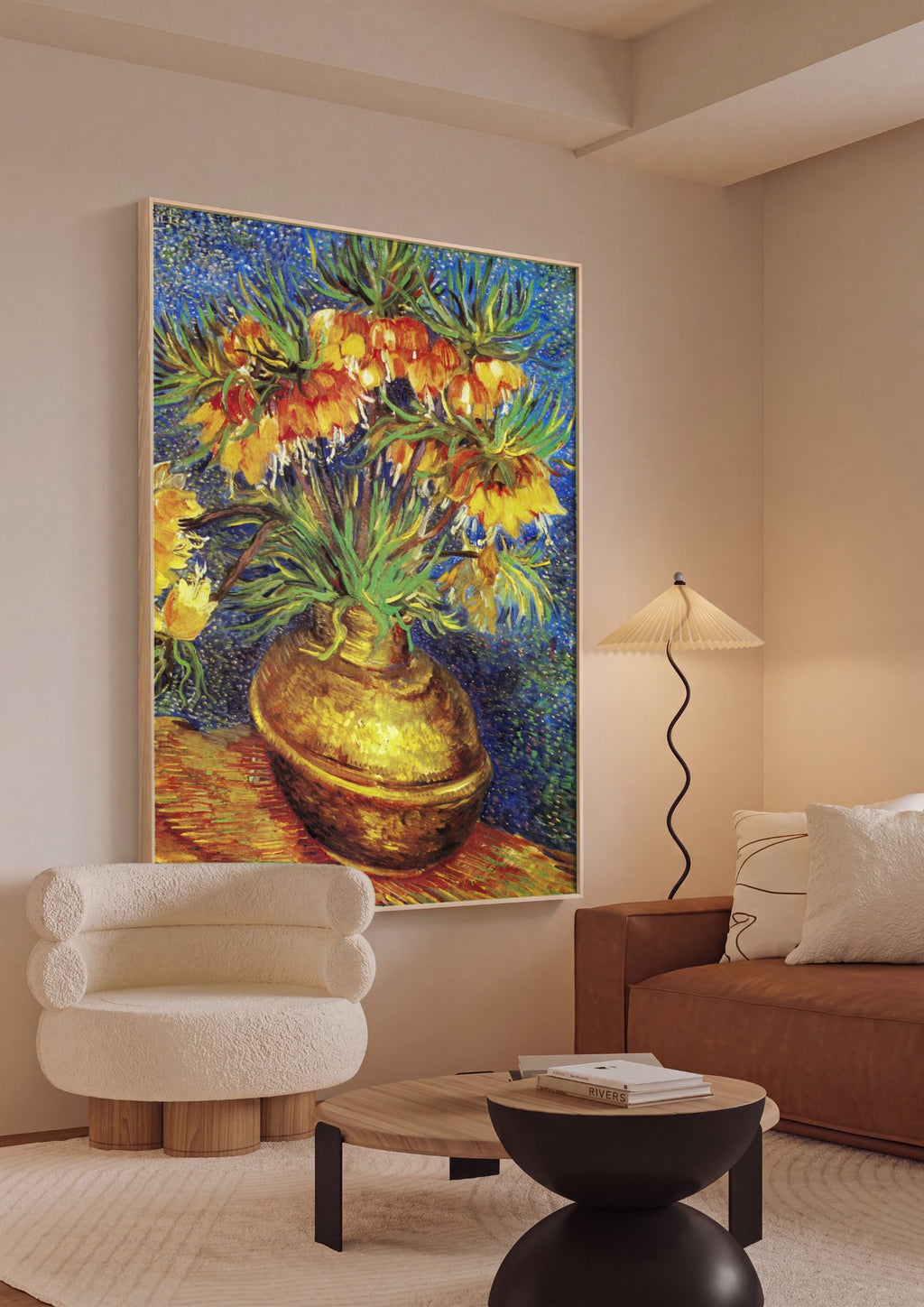 Quadro Decorativo Fritillarias Imperiais - Van Gogh em ambiente decorado