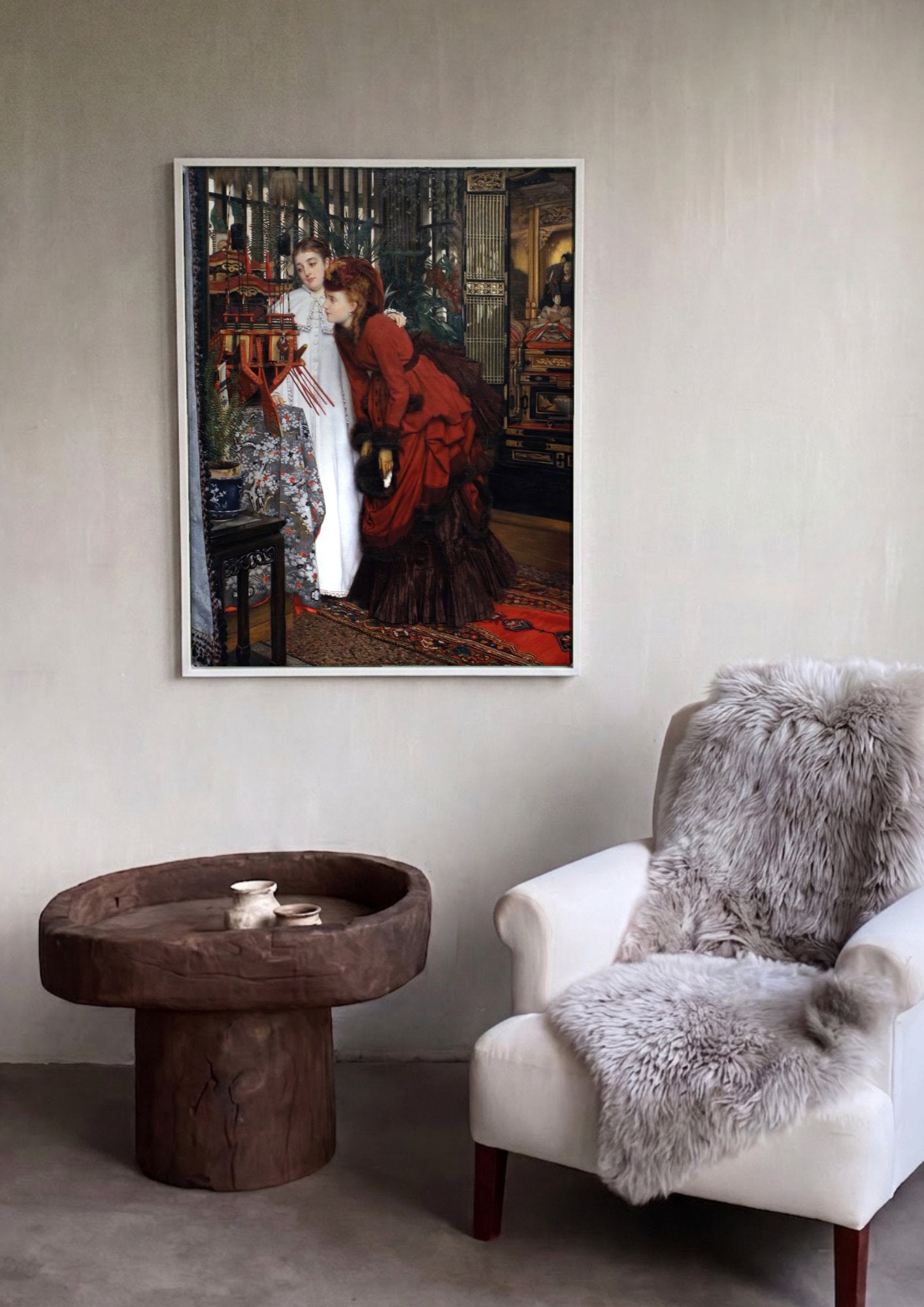 Quadro Decorativo Duas Garotas em Traje Japonês - James Tissot em ambiente decorado