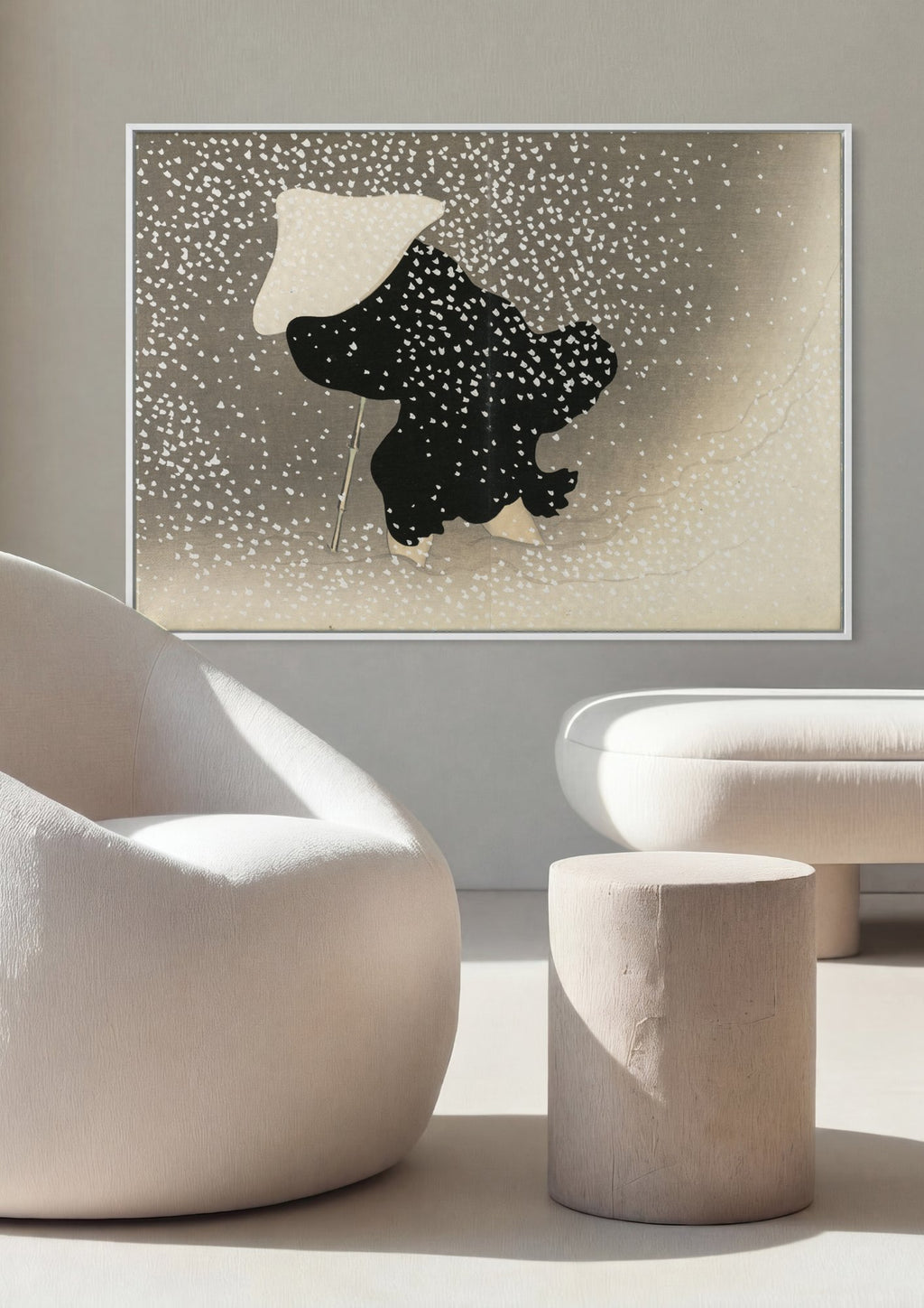 Quadro Decorativo Neve Japonesa - Kamisaka Sekka em ambiente decorado