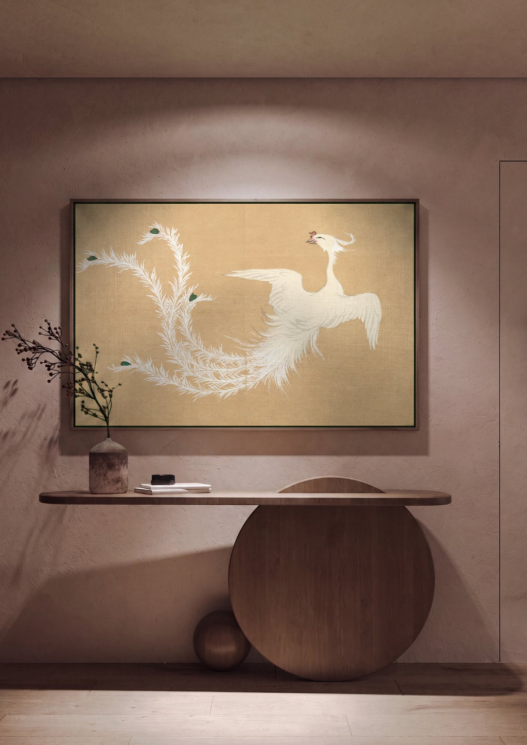 Quadro Decorativo Fênix Branca - Kamisaka Sekka em ambiente decorado
