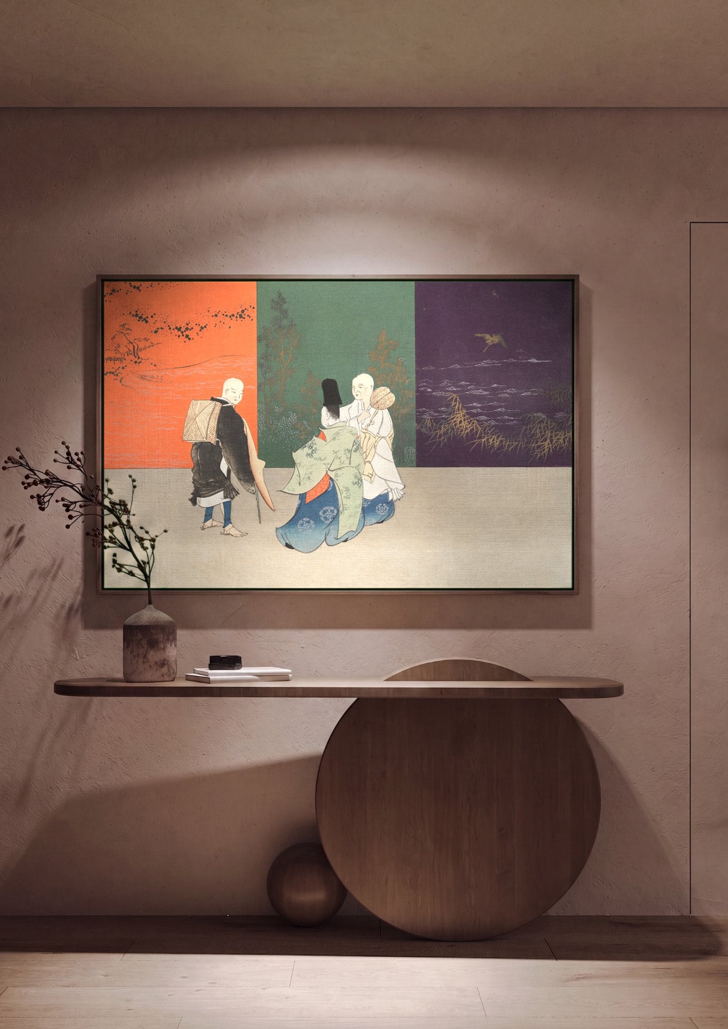 Quadro Decorativo Cena Japonesa - Kamisaka Sekka em ambiente decorado