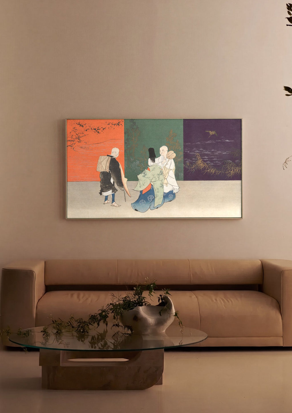 Quadro Decorativo Cena Japonesa - Kamisaka Sekka em ambiente decorado