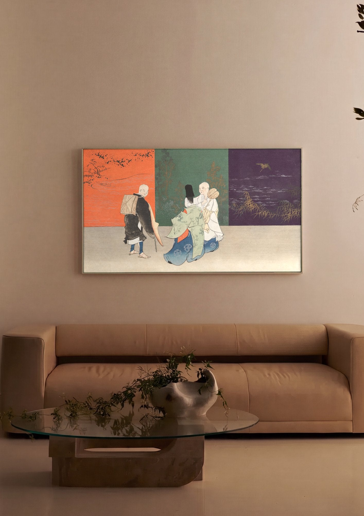 Quadro Decorativo Cena Japonesa - Kamisaka Sekka em ambiente decorado