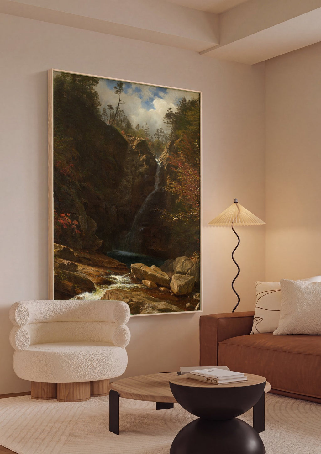 Quadro Decorativo Cascata na Floresta - Albert Bierstadt em ambiente decorado
