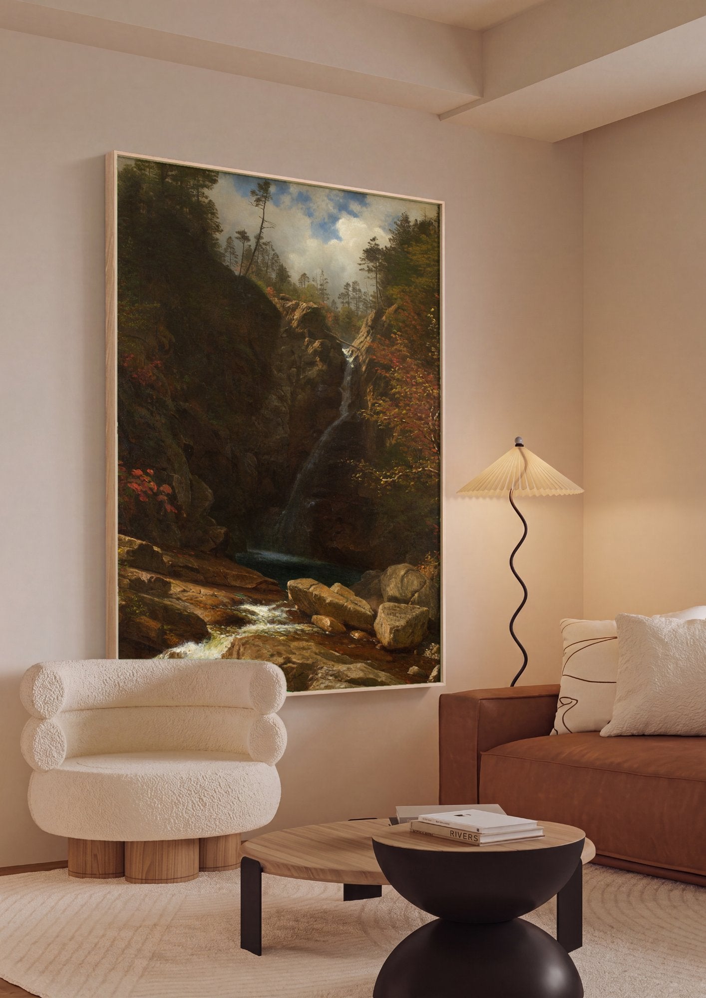 Quadro Decorativo Cascata na Floresta - Albert Bierstadt em ambiente decorado