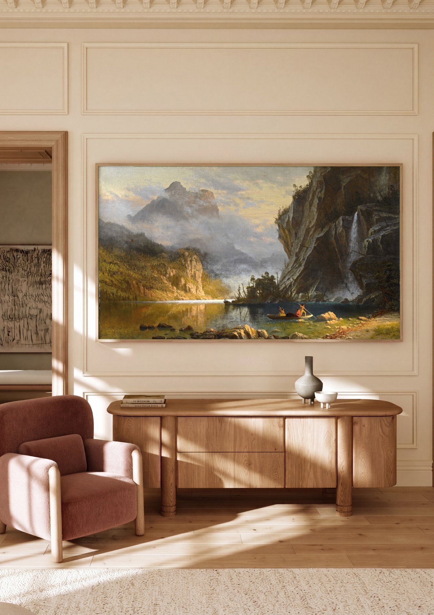 Quadro Decorativo A Floresta e o Lago - Albert Bierstadt em ambiente decorado