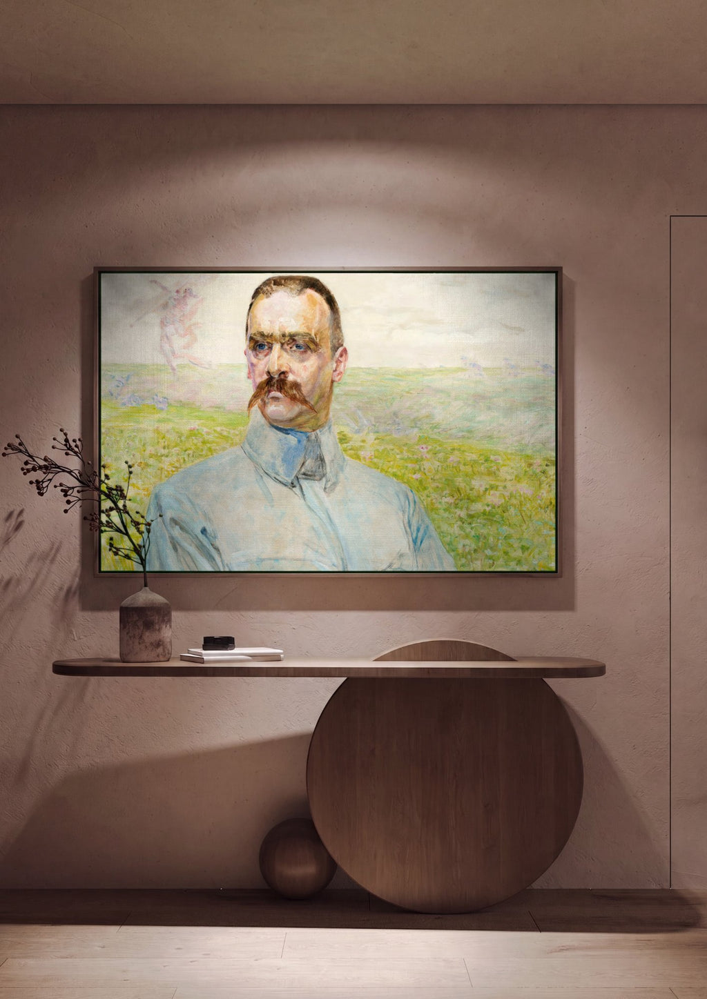 Quadro Decorativo Retrato com Figuras Aladas – Jacek Malczewski em ambiente decorado