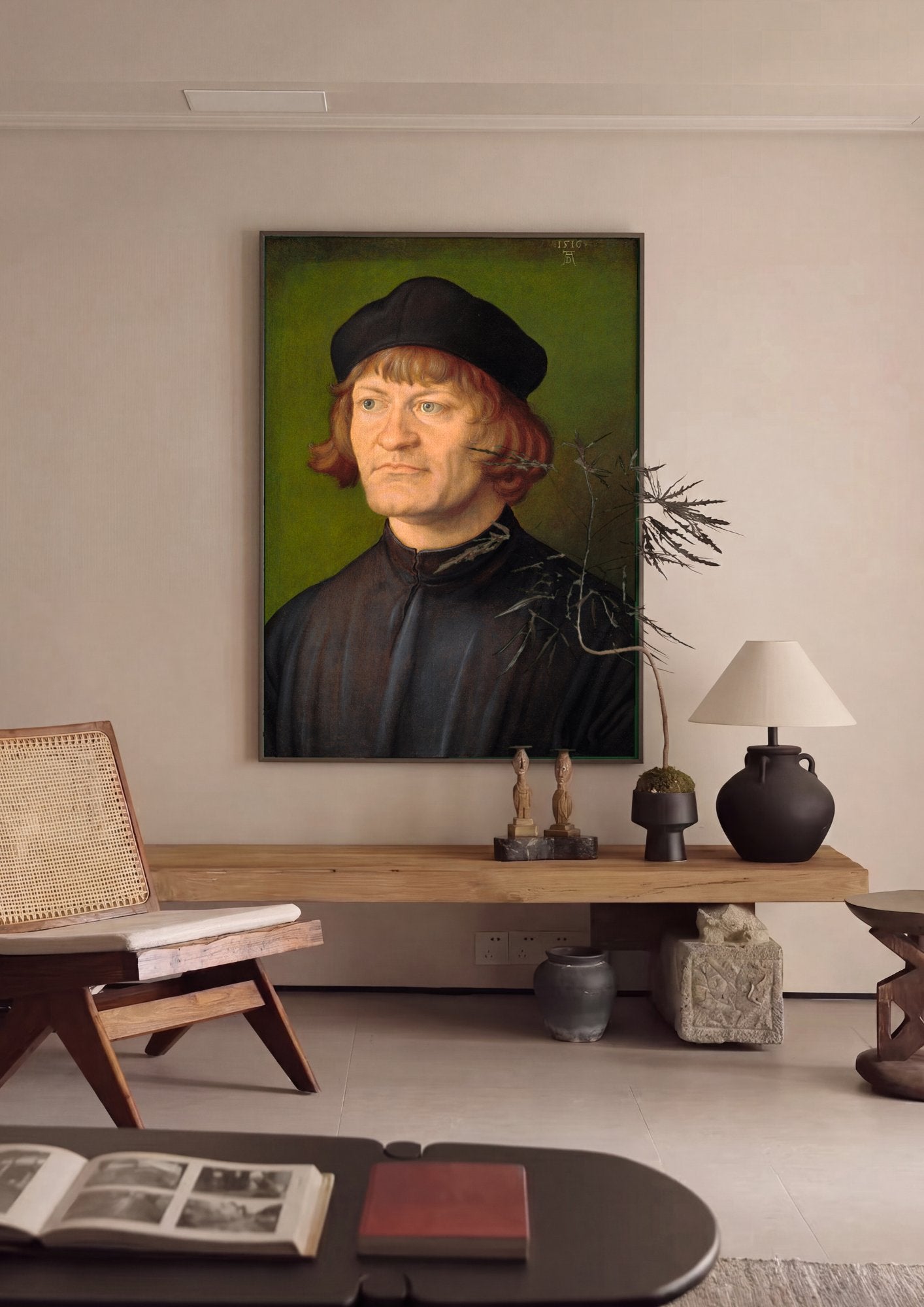 Quadro Decorativo Retrato de um Homem - Albrecht Dürer em ambiente decorado
