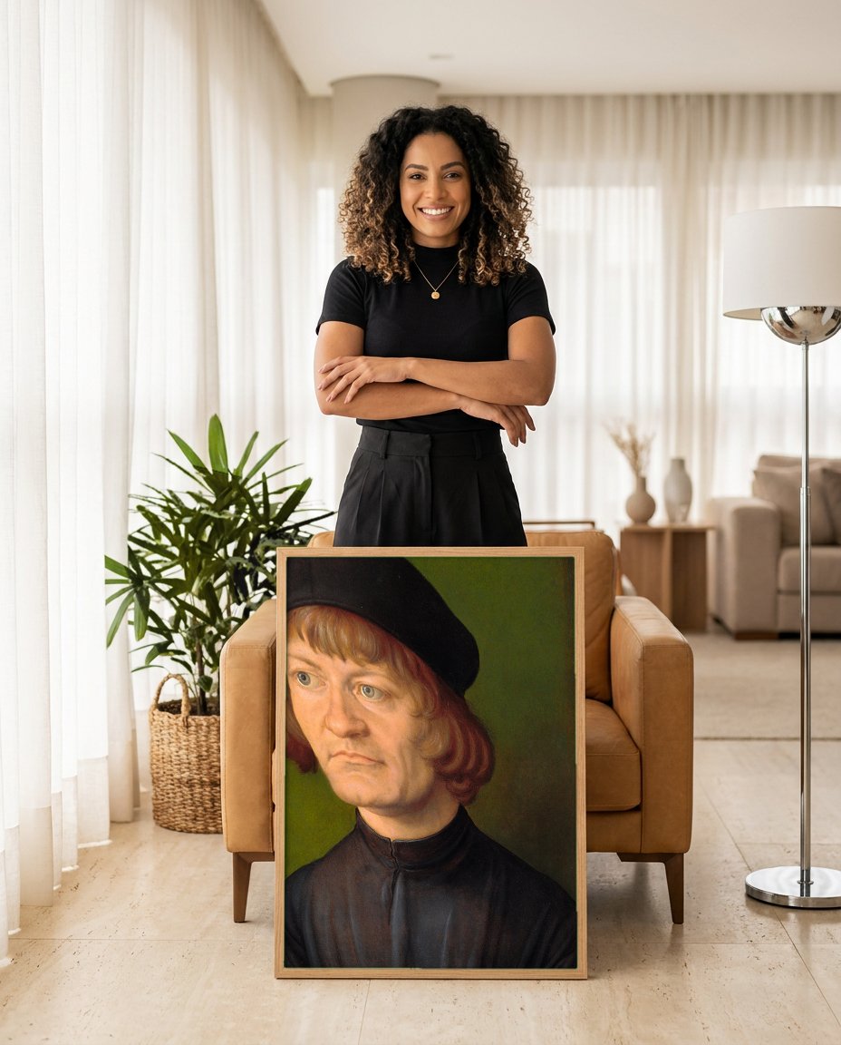 Quadro Decorativo Retrato de um Homem - Albrecht Dürer com modelo em ambiente