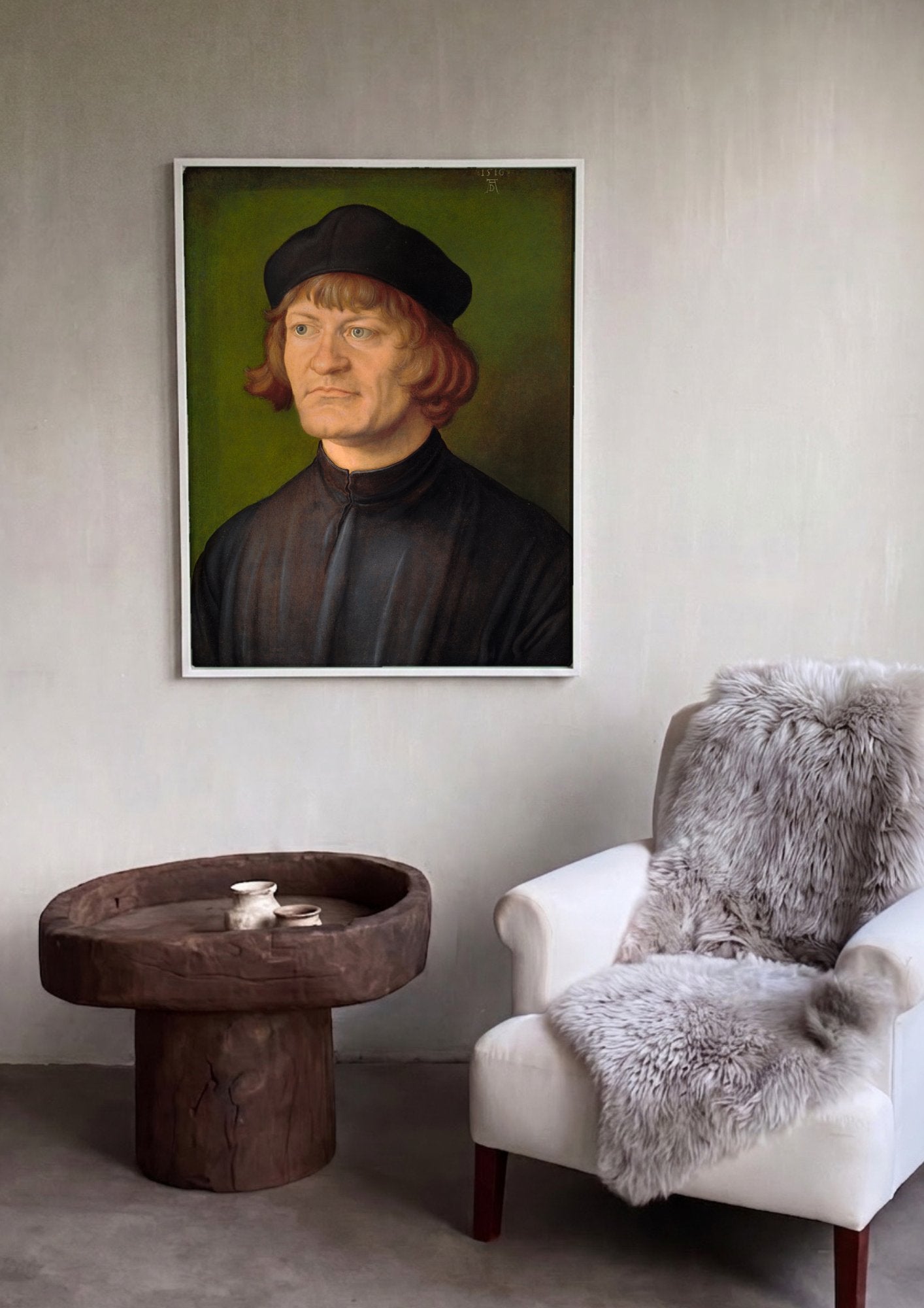 Quadro Decorativo Retrato de um Homem - Albrecht Dürer em ambiente decorado