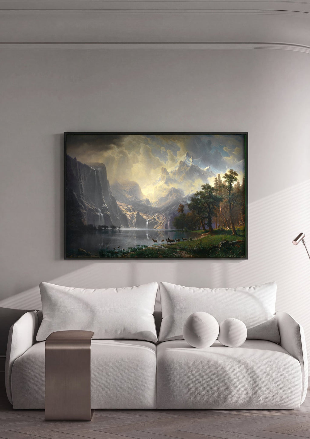 Quadro Decorativo A Luz das Montanhas - Albert Bierstadt em ambiente decorado