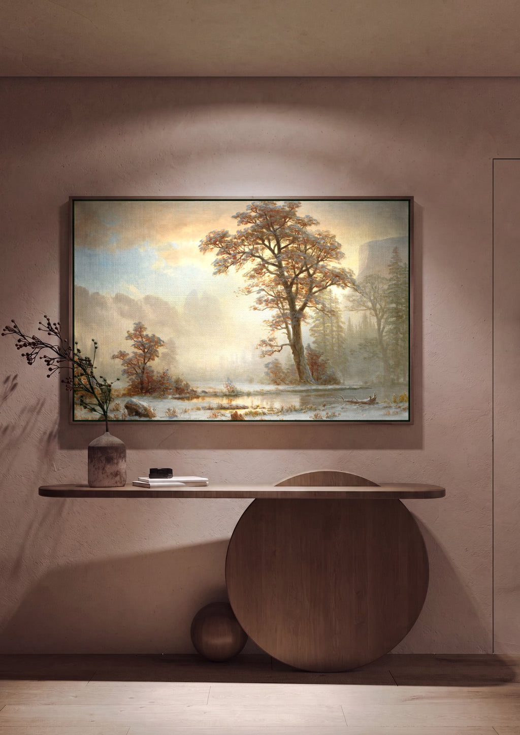 Quadro Decorativo Inverno na Floresta - Albert Bierstadt em ambiente decorado