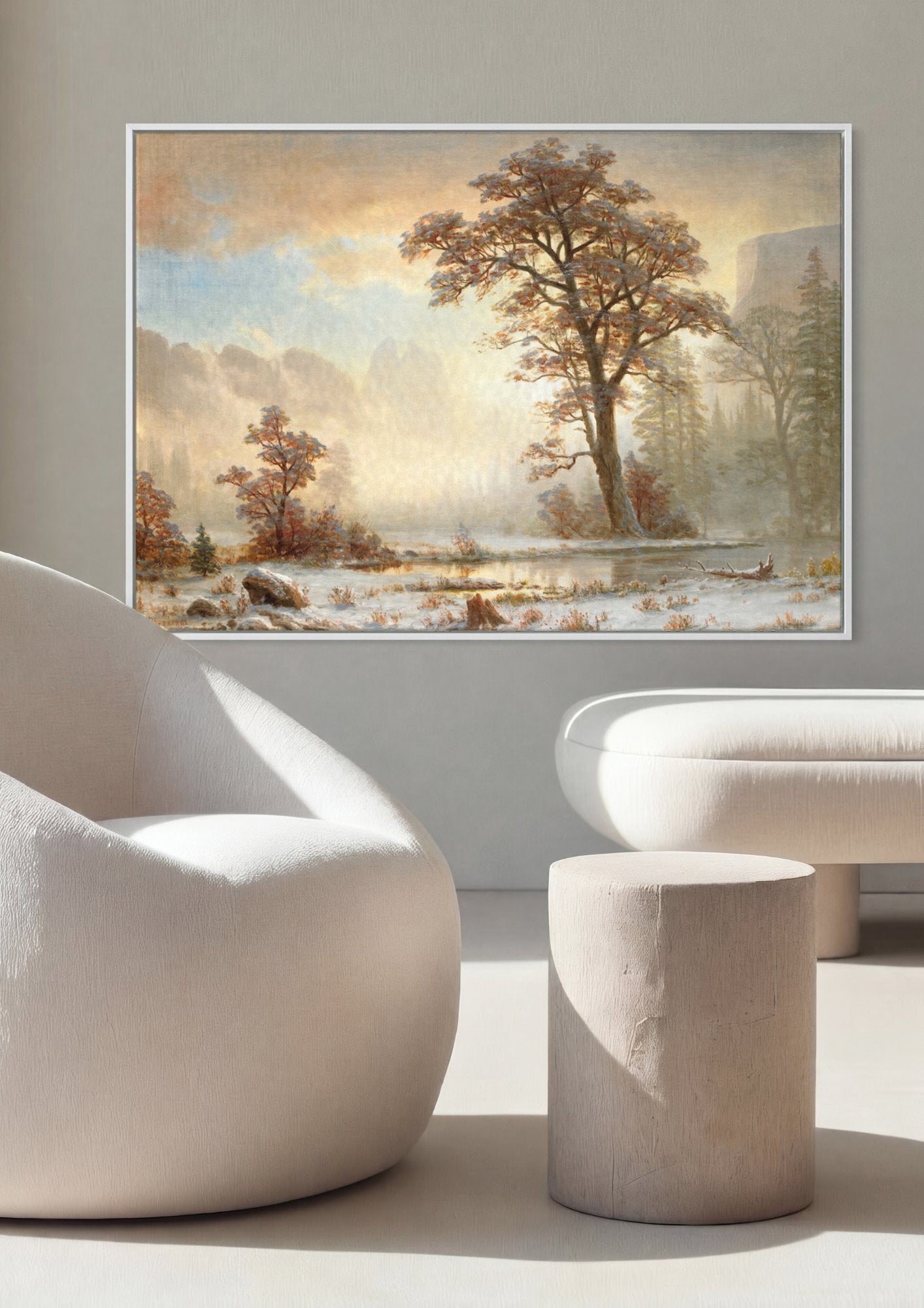Quadro Decorativo Inverno na Floresta - Albert Bierstadt em ambiente decorado