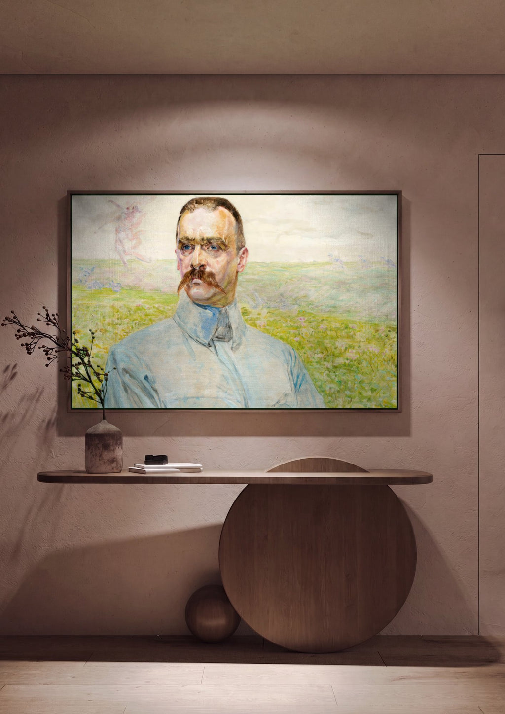 Quadro Decorativo Retrato com Figuras Aladas - Jacek Malczewski em ambiente decorado