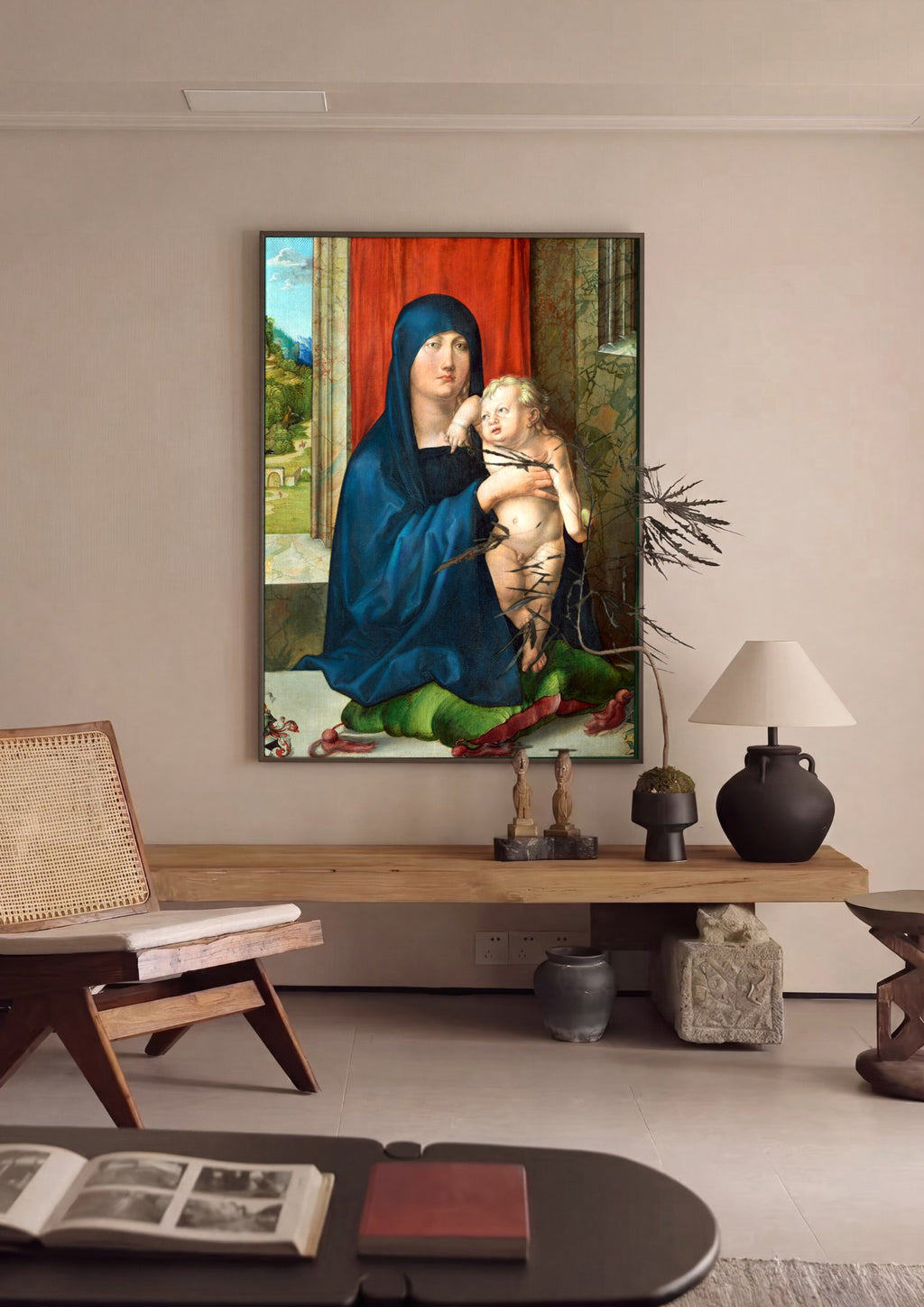 Quadro Decorativo A Virgem e o Menino - Albrecht Dürer em ambiente decorado